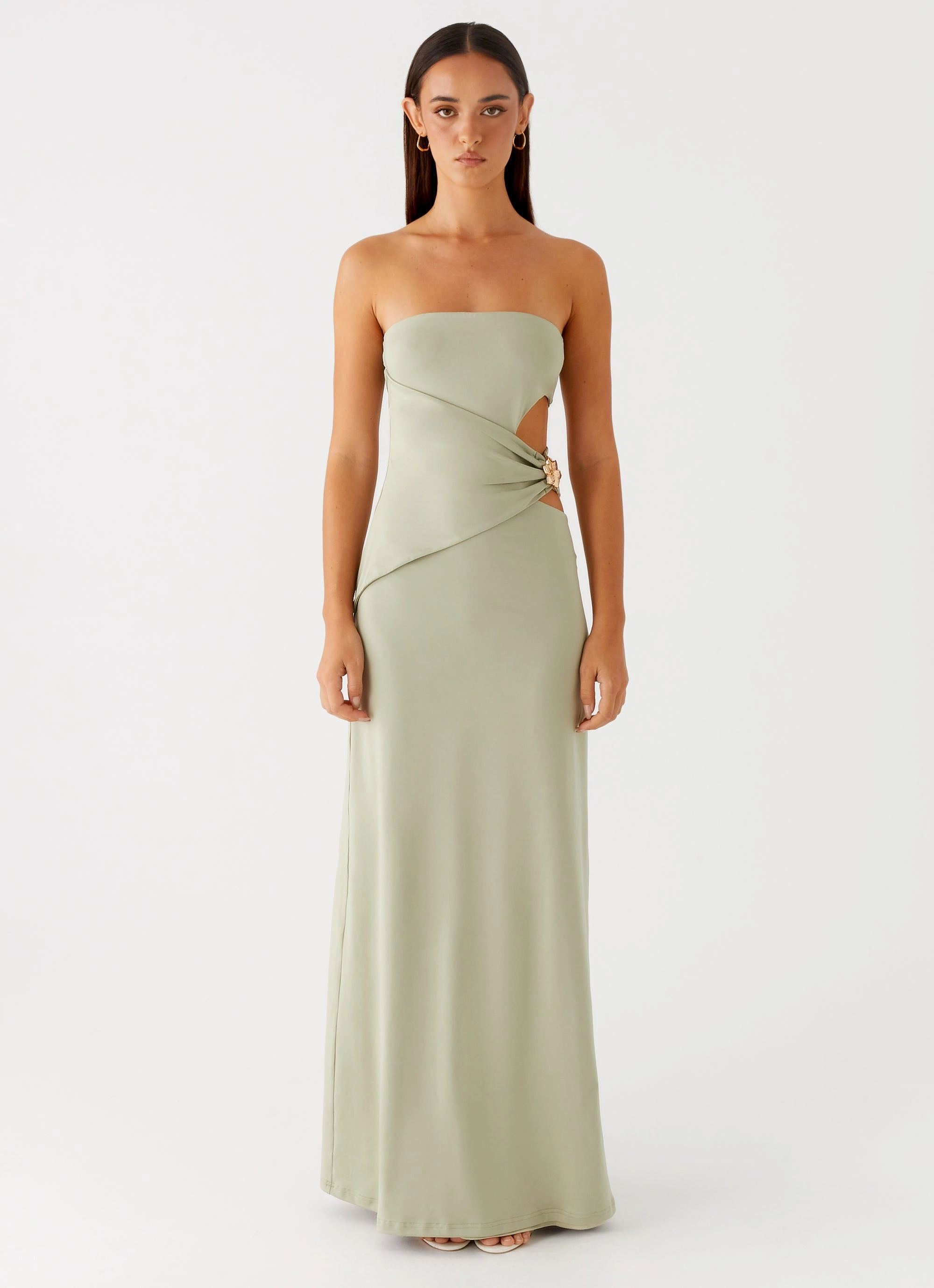 Anetta Maxi Dress - Sage Contrast-Piping
