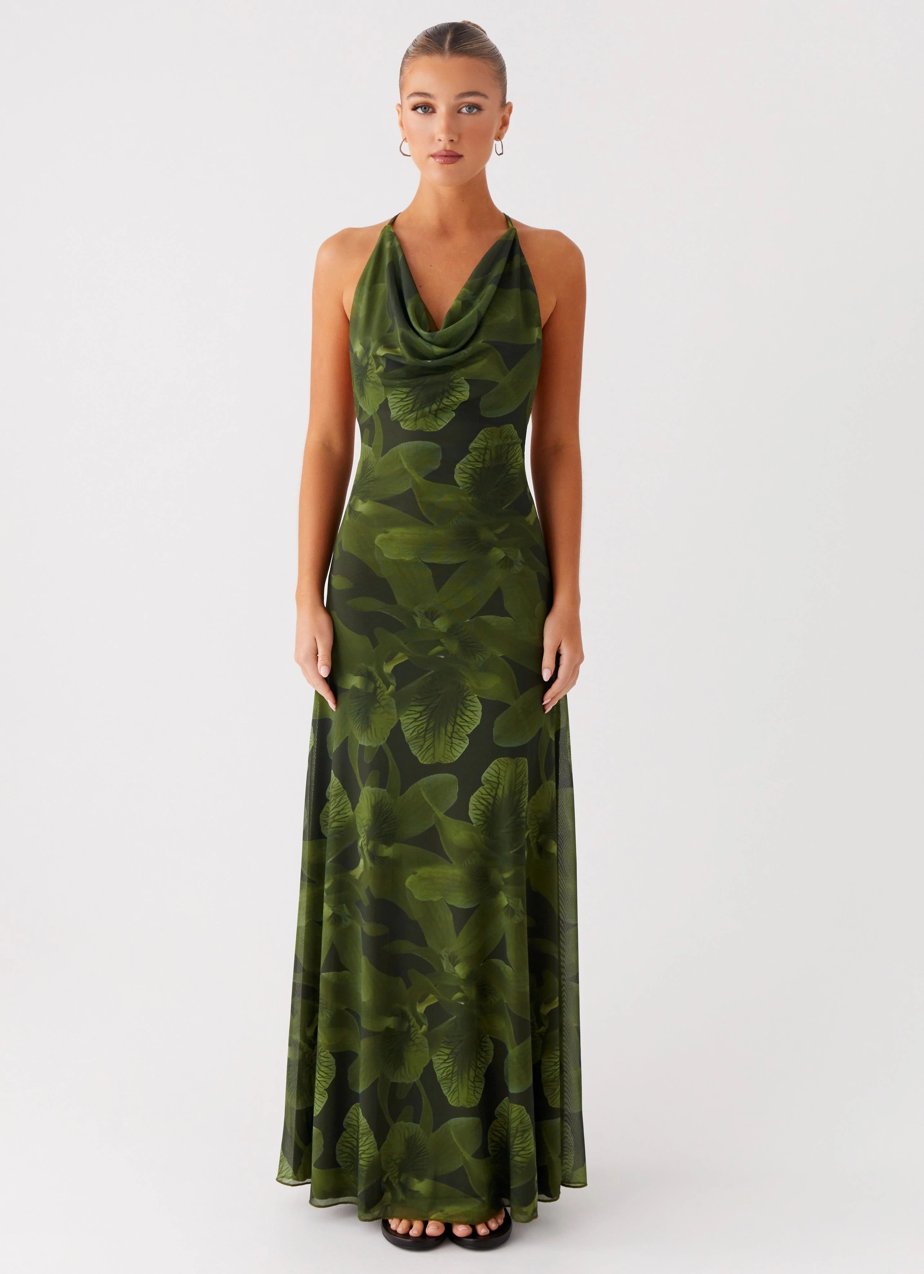 Stand Collar Dahliana Maxi Dress - Tropic Floral