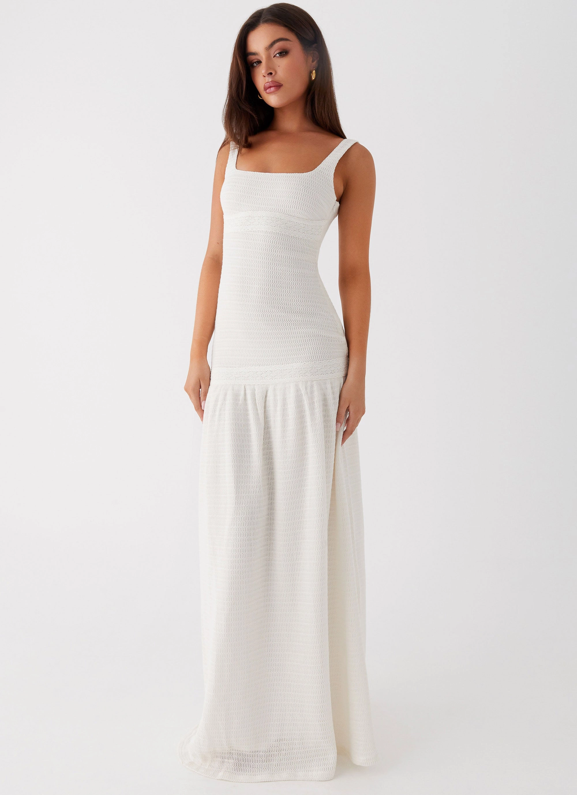 Long Coat Contemporary Fit Lyrical Maxi Dress - Ivory