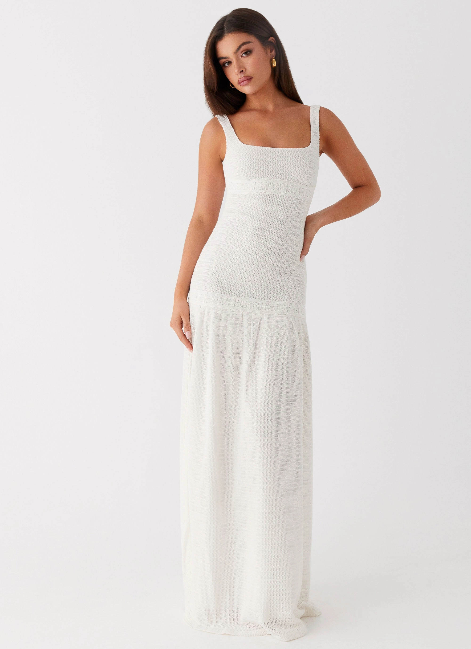Solid Color Comfortable Jacket Lyrical Maxi Dress - Ivory