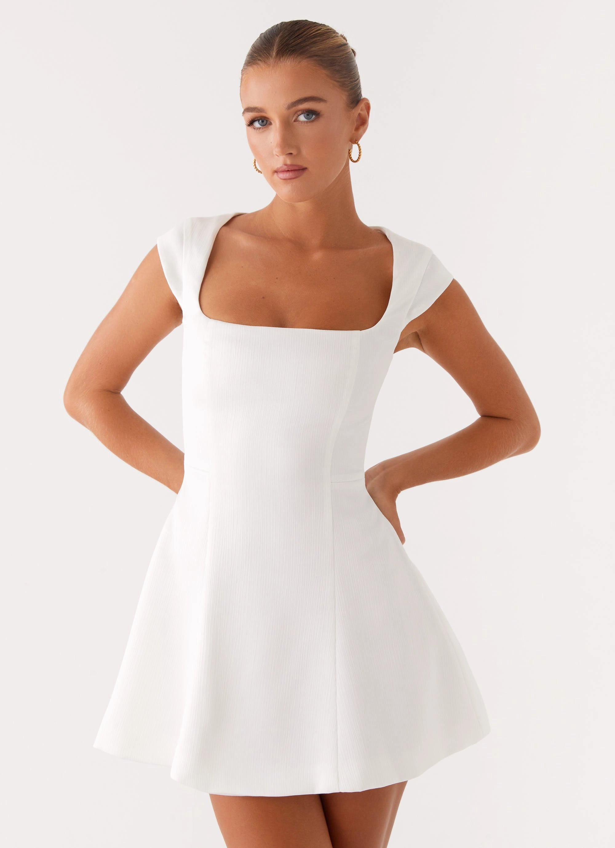 Maryjane Mini Dress - White Classic wrap dress Tall Fit