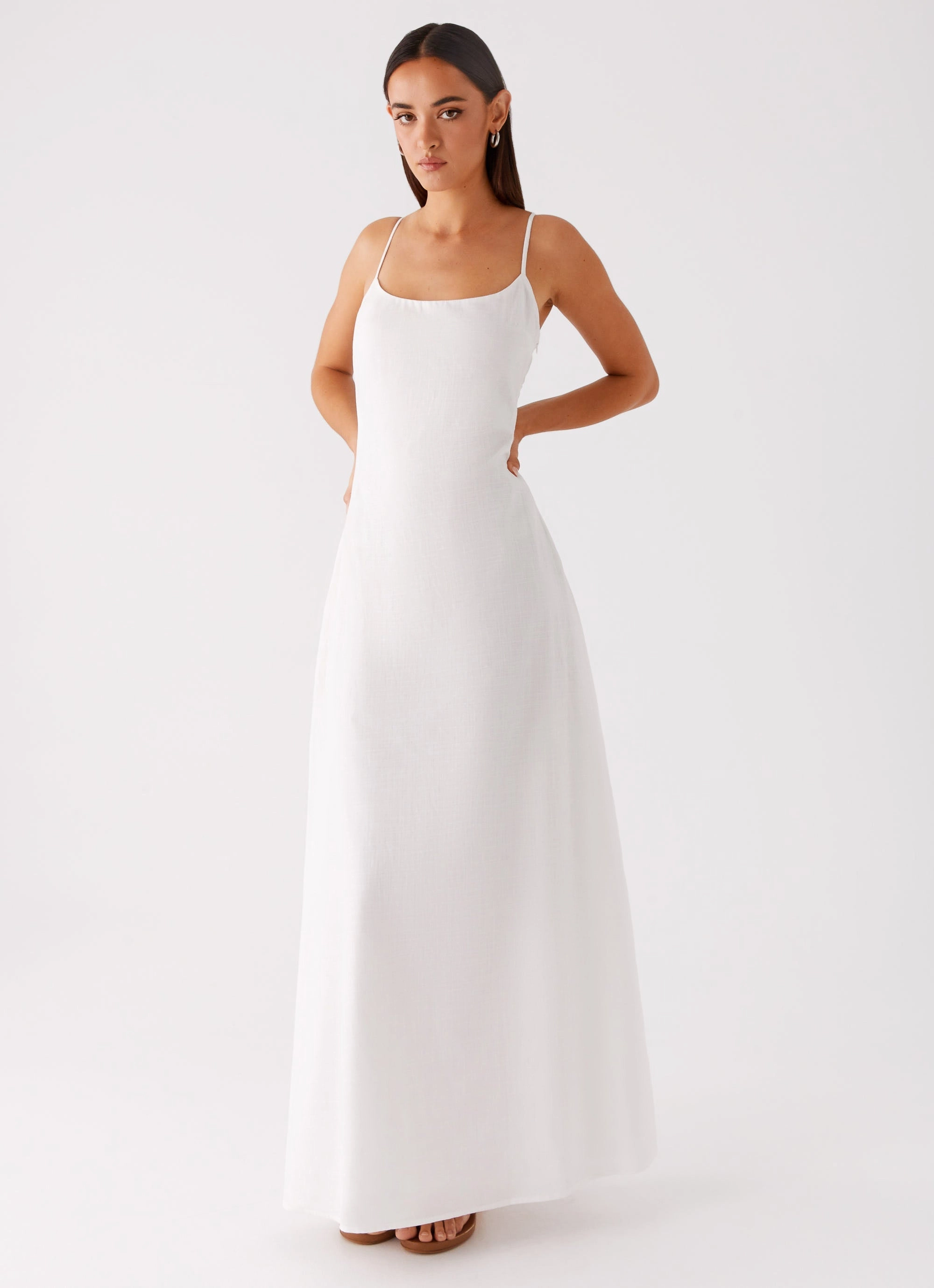 Textured Flow Madeleine Scoop Neck Maxi Dress - Off White