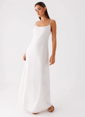 Madeleine Scoop Neck Maxi Dress - Off White Color-Blocked Light and breezy summer dress