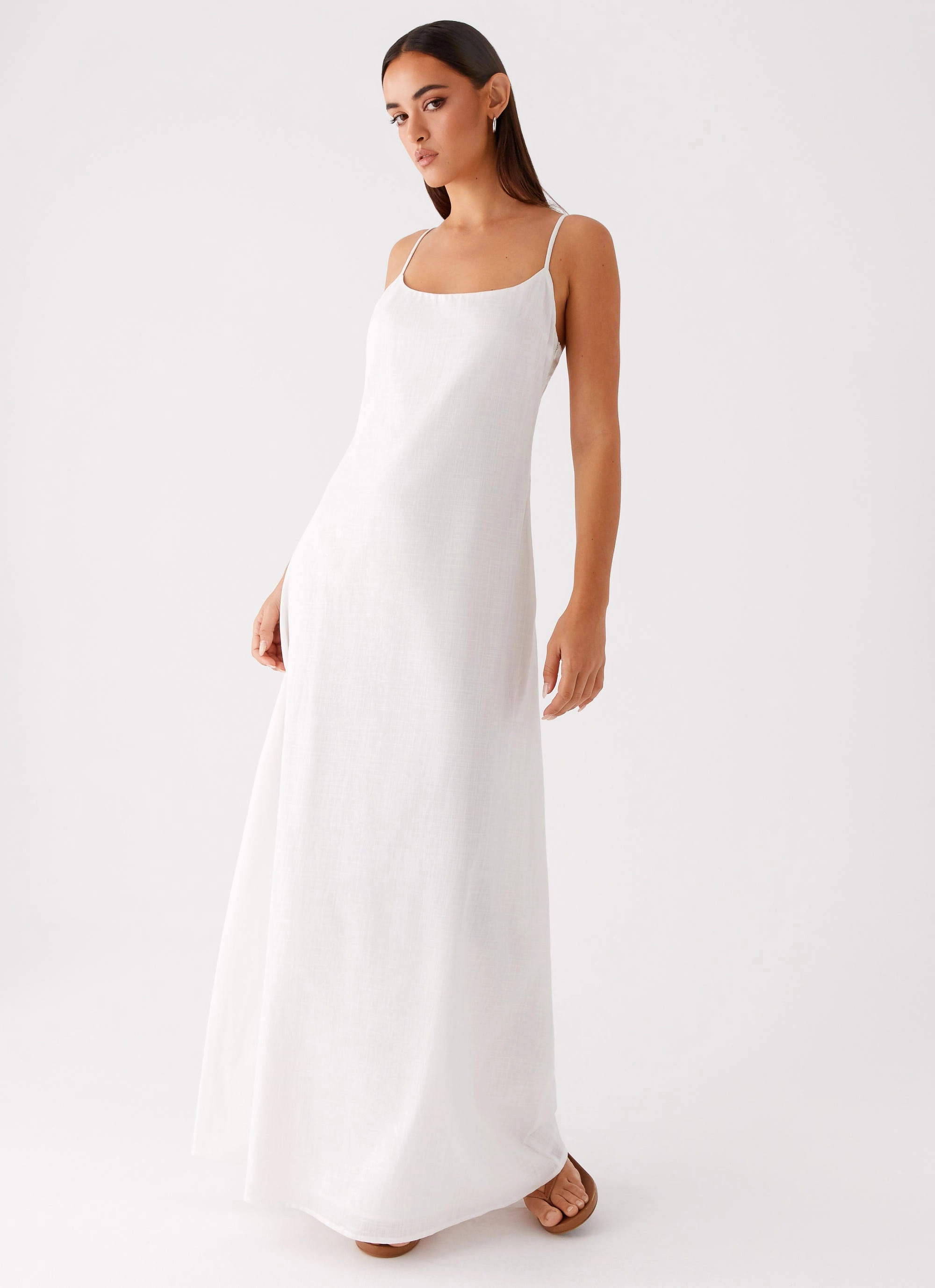 Madeleine Scoop Neck Maxi Dress - Off White Color-Blocked Light and breezy summer dress