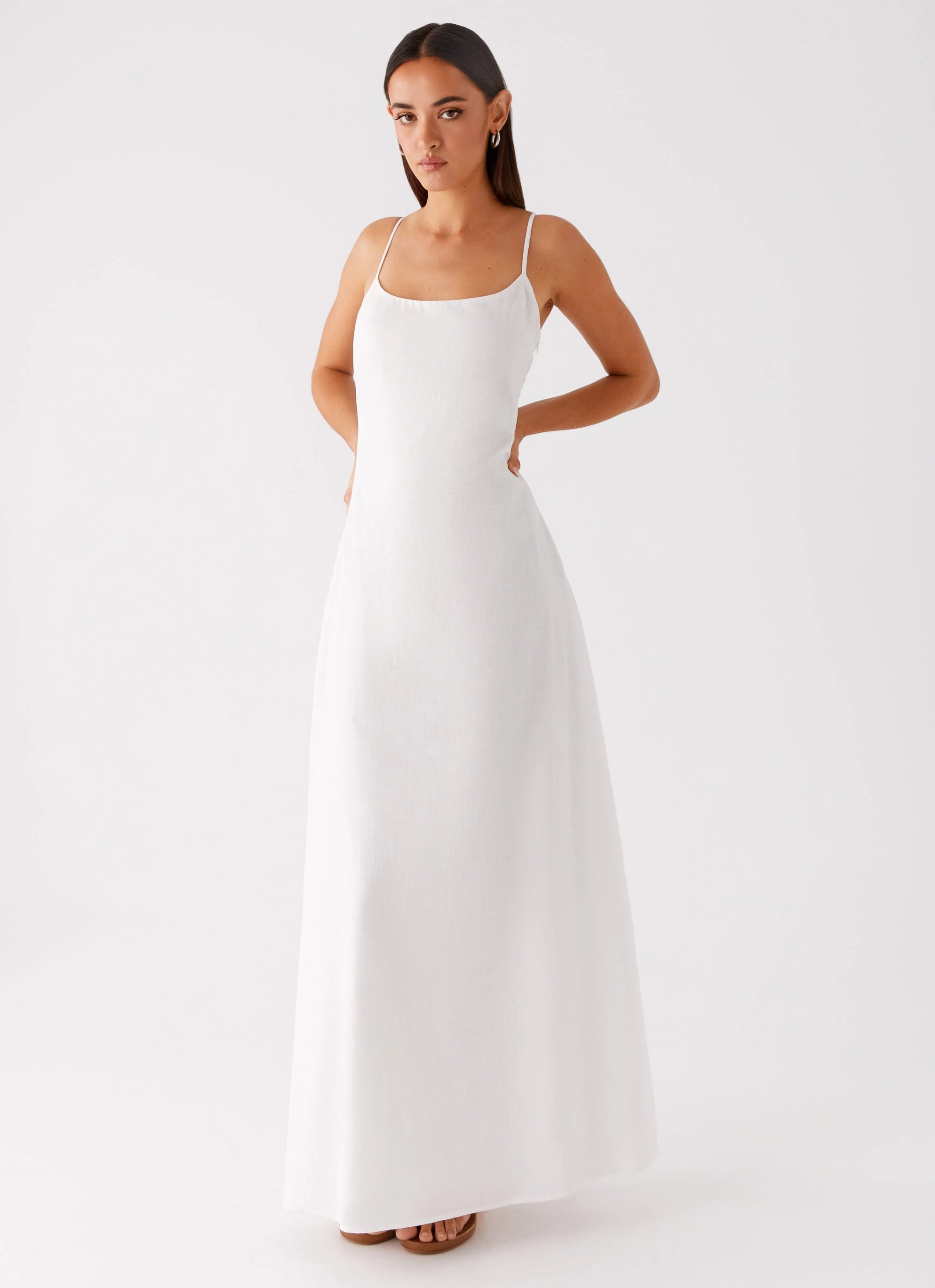 Madeleine Scoop Neck Maxi Dress - Off White Elegant Outline Layered Comfort