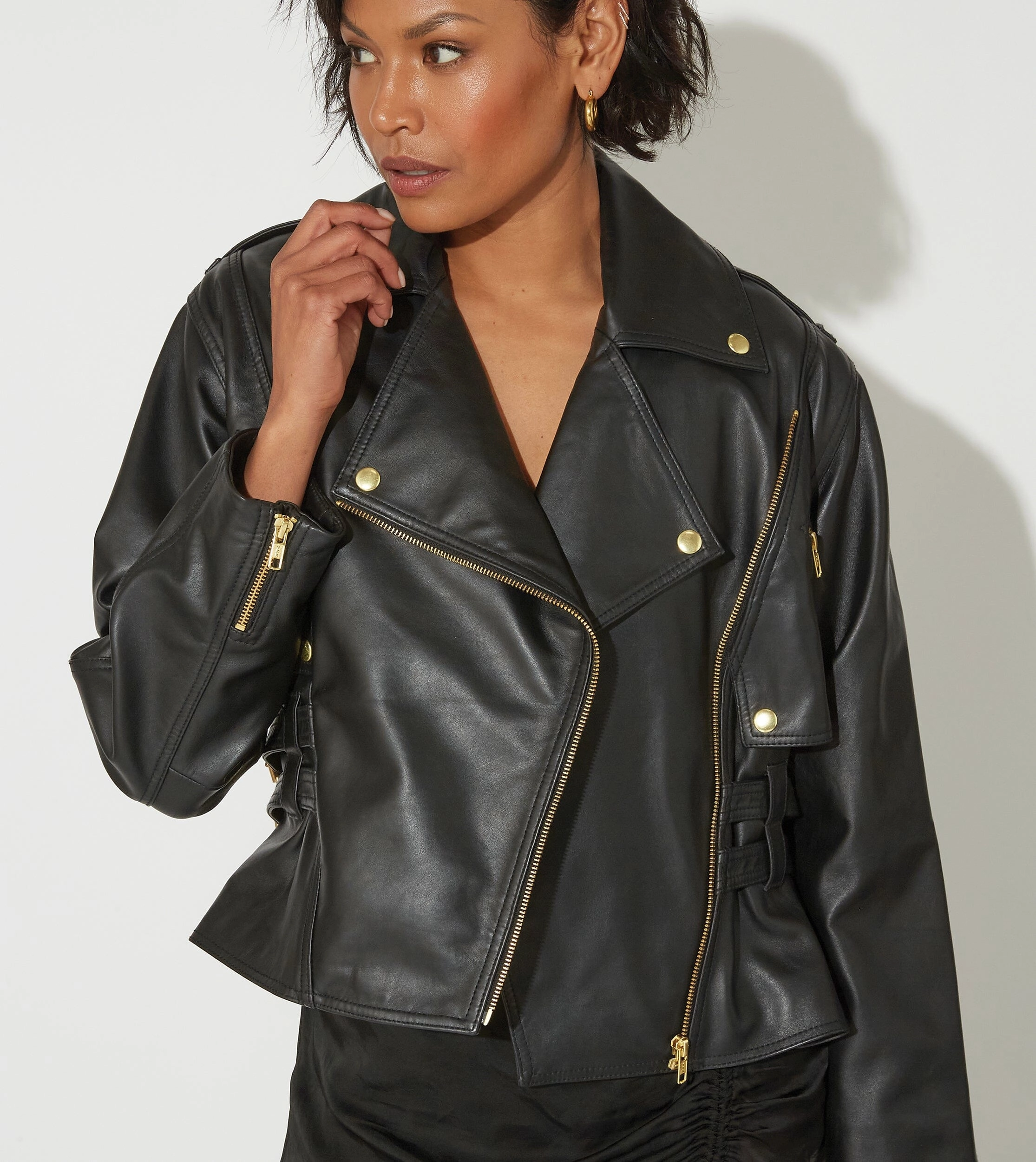 Maeve Leather Jacket | Black PreShrunkCotton Breezy Design