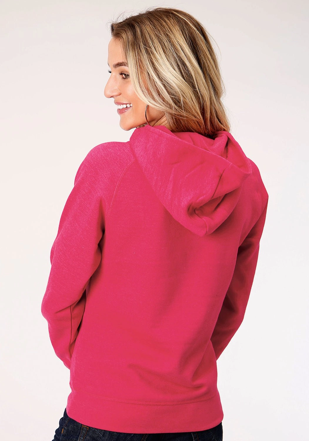 Roper Womens Rose Pink Cotton Blend Longhorn Hoodie Bonded Seam Technology Flexible Hood Design