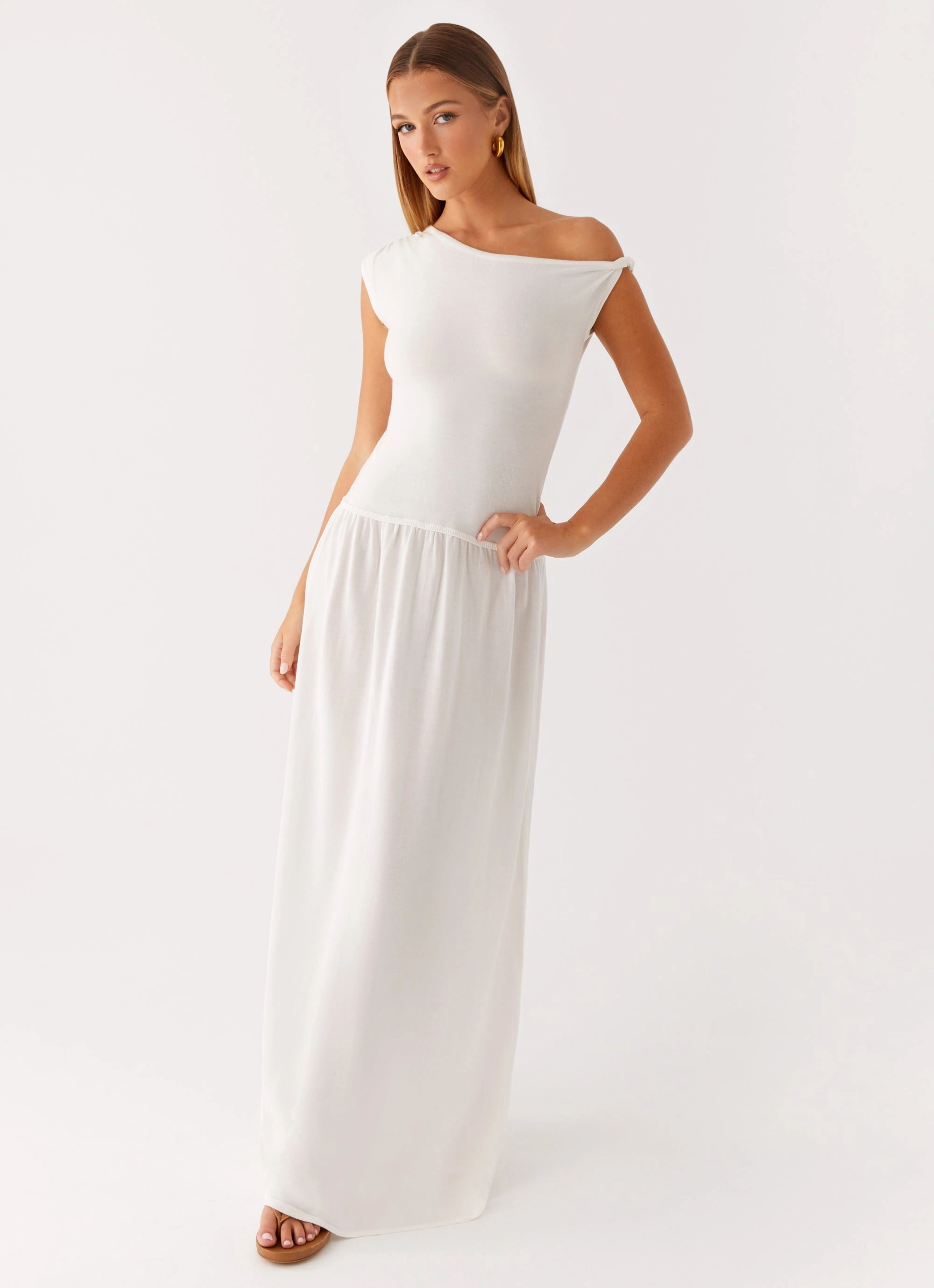 Ardella One Shoulder Maxi Dress - Ivory Fashion Layer
