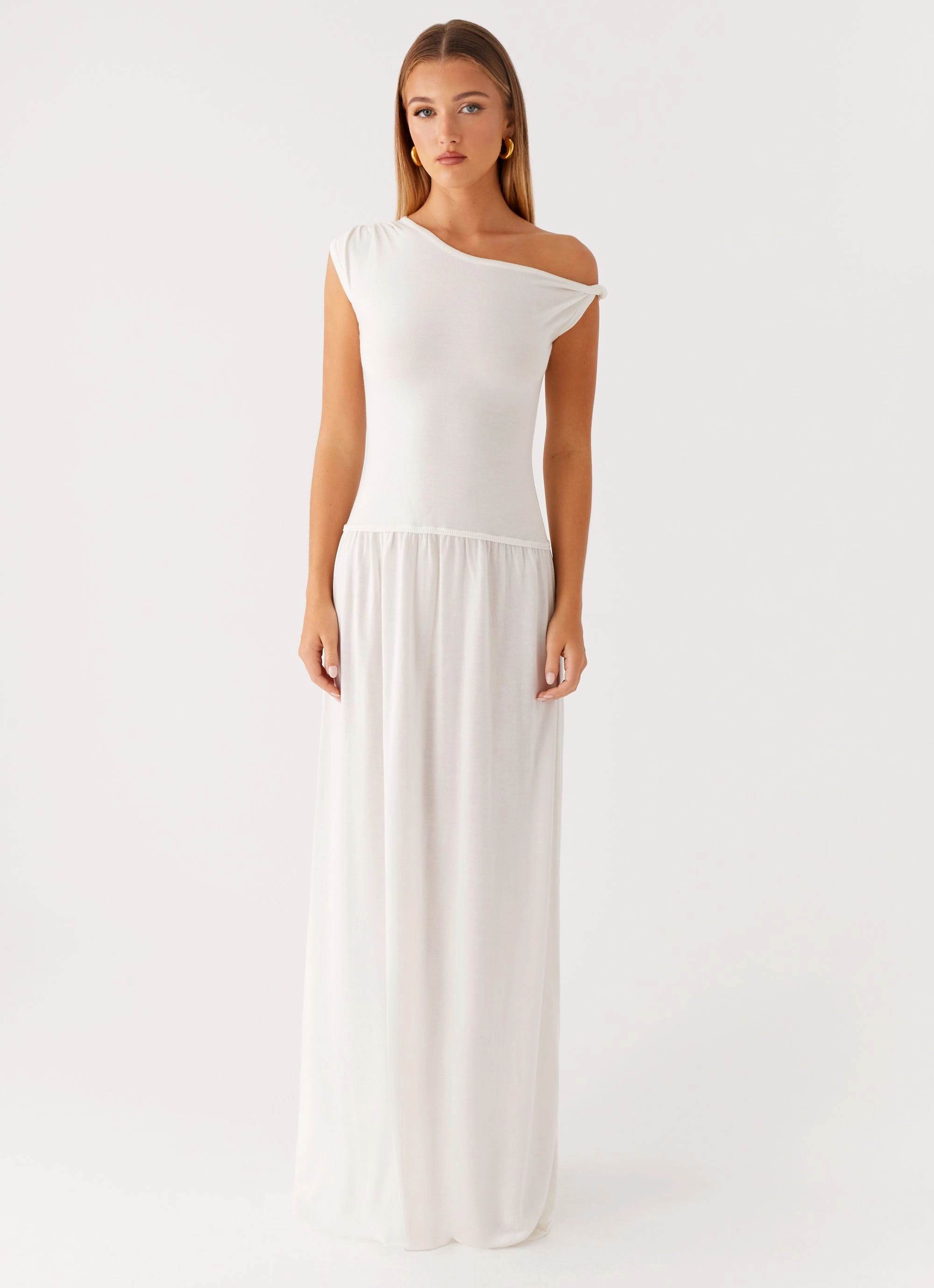 Ardella One Shoulder Maxi Dress - Ivory Vibrant Design