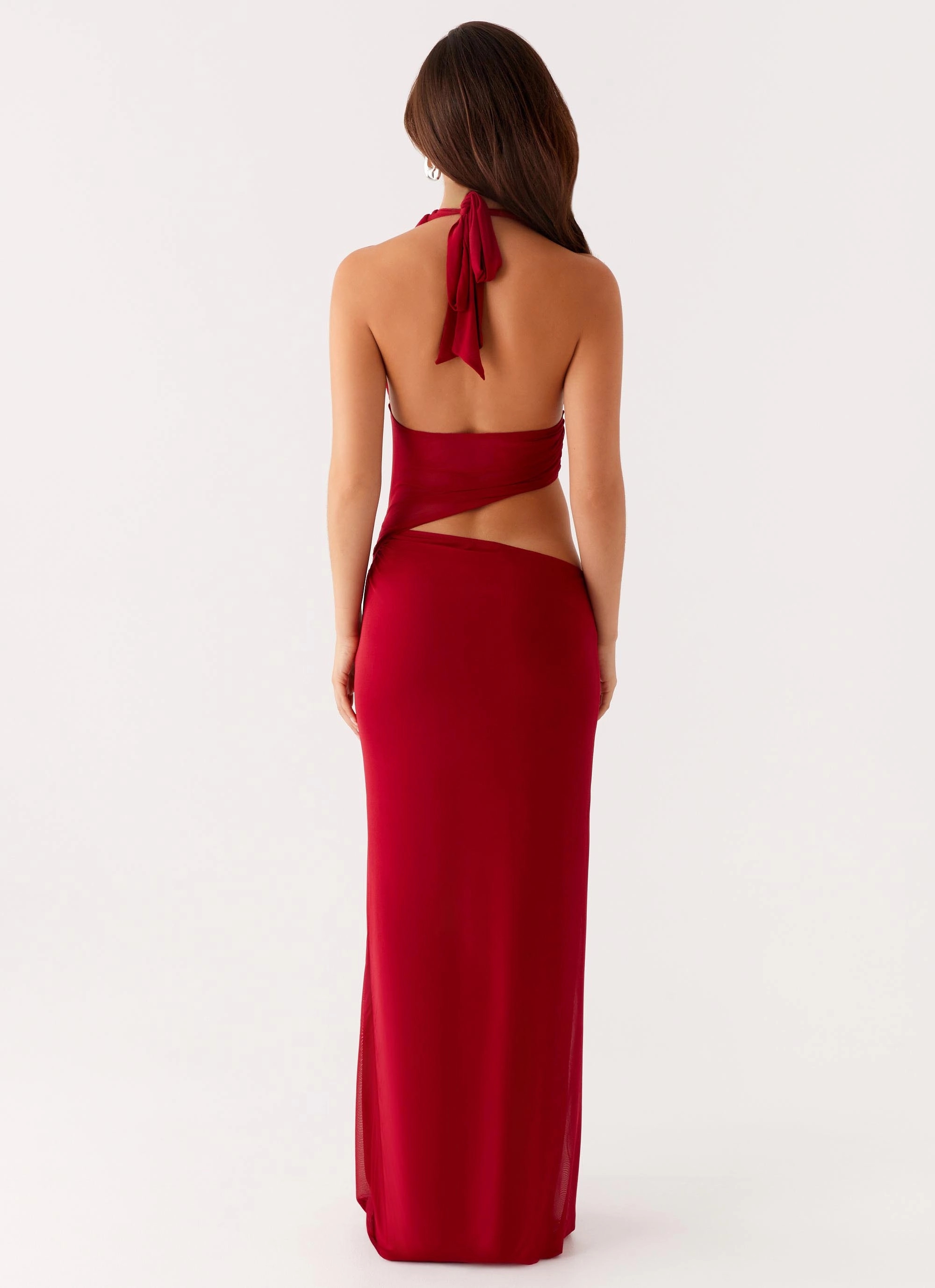 Comfortable Layer Utility Coat Main Act Halter Maxi Dress - Raspberry