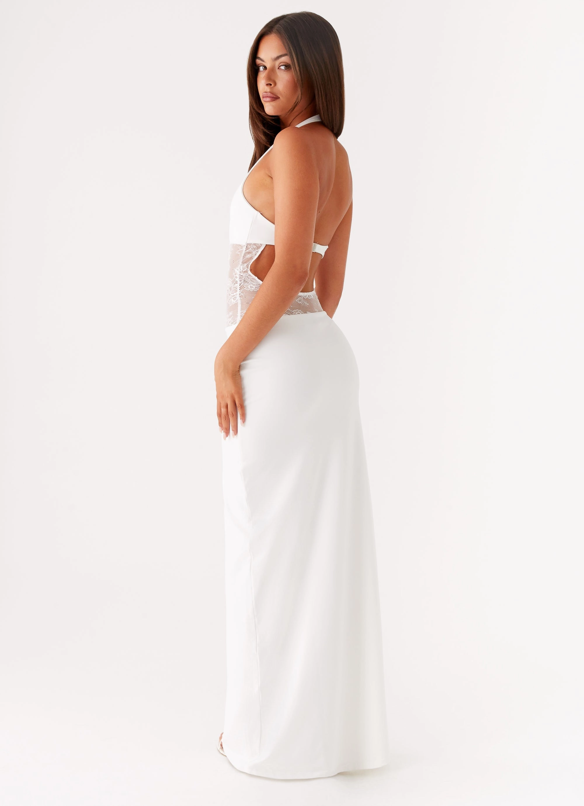 Pleated design Subtle Motion Main Focus Maxi Dress - White