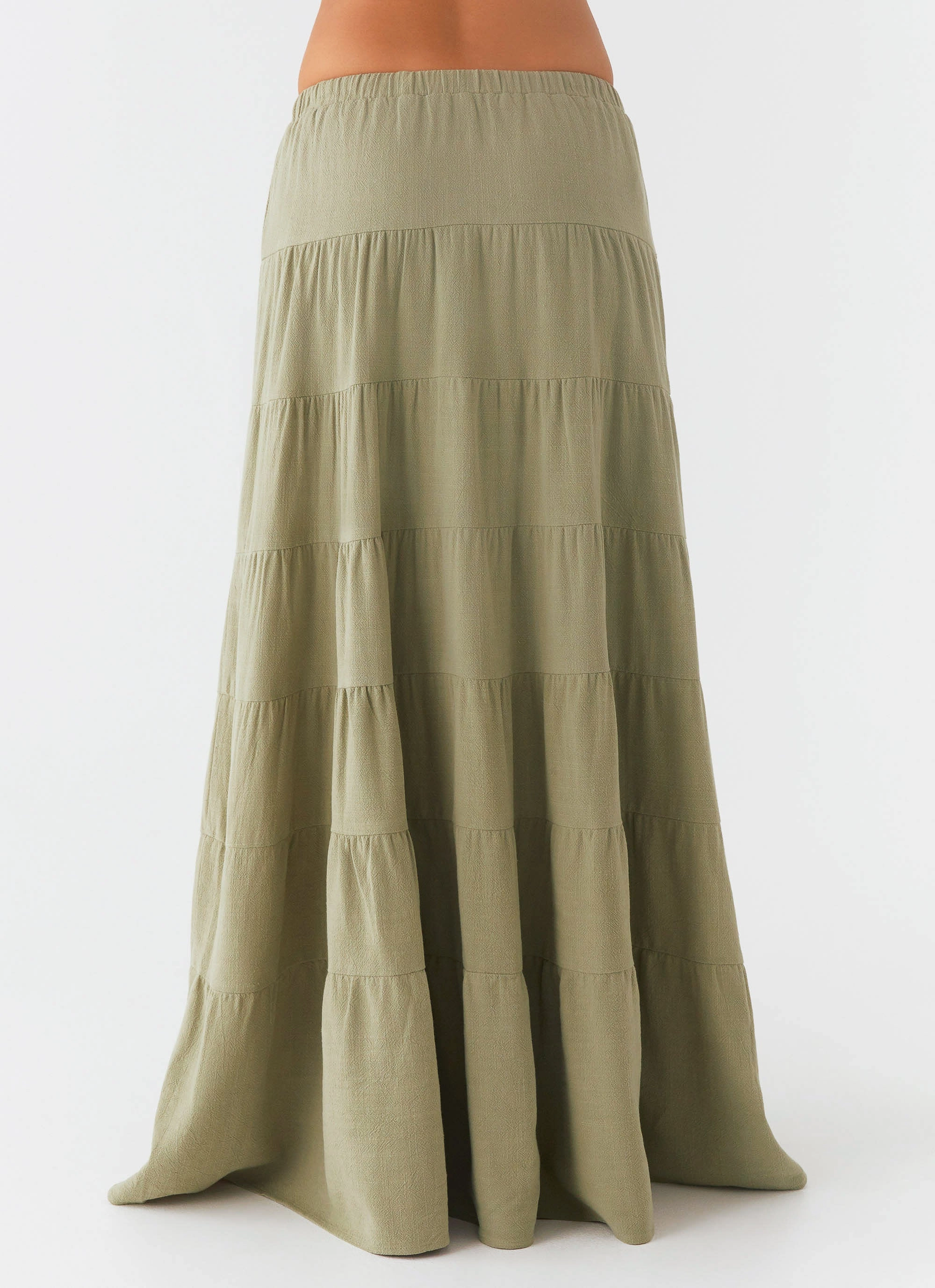 Mariella Linen Maxi Skirt - Sage Quick Wicking Technology Quick Evaporating Fabric