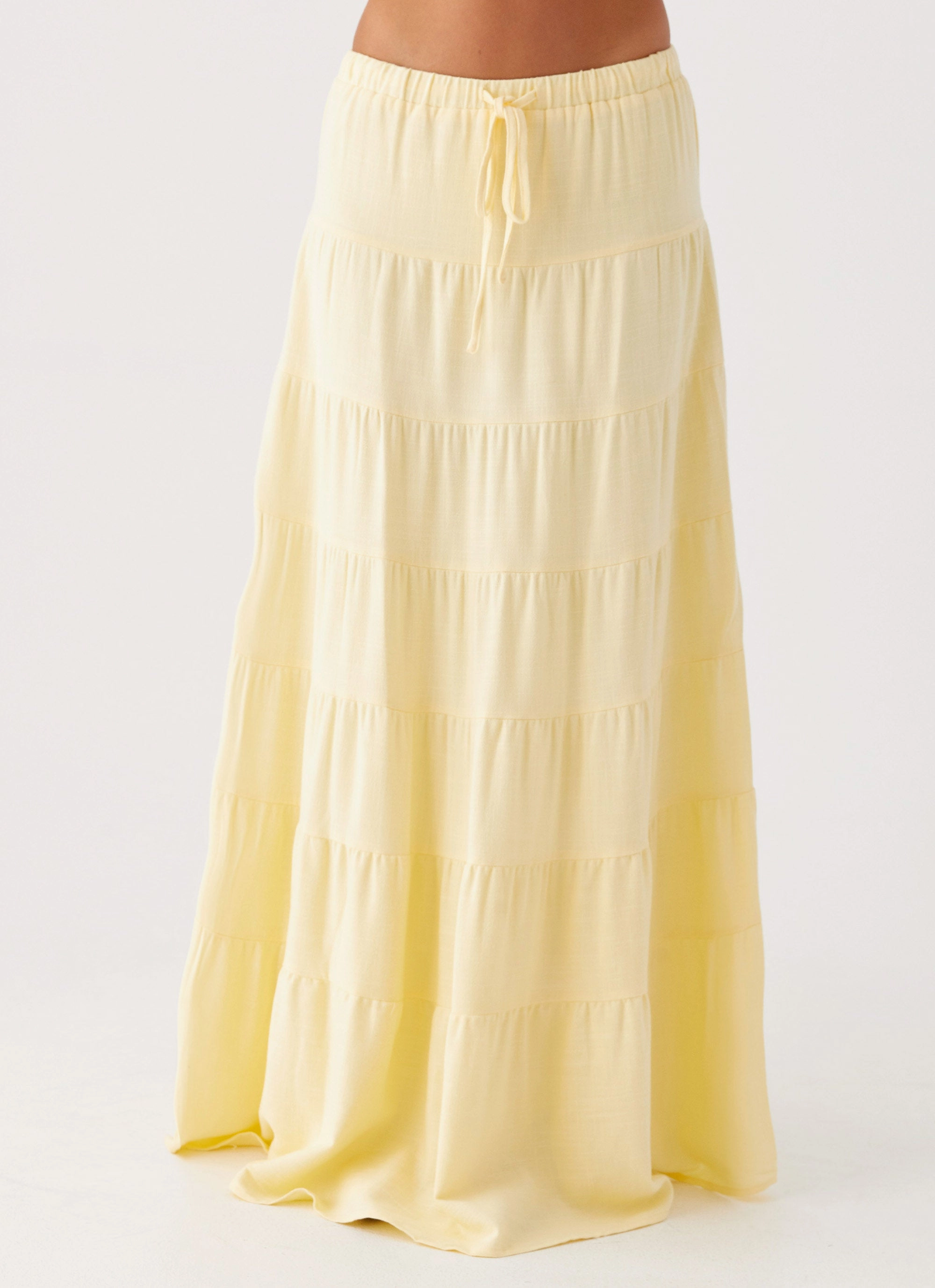 Mariella Linen Maxi Skirt - Yellow Antimicrobial Treatment