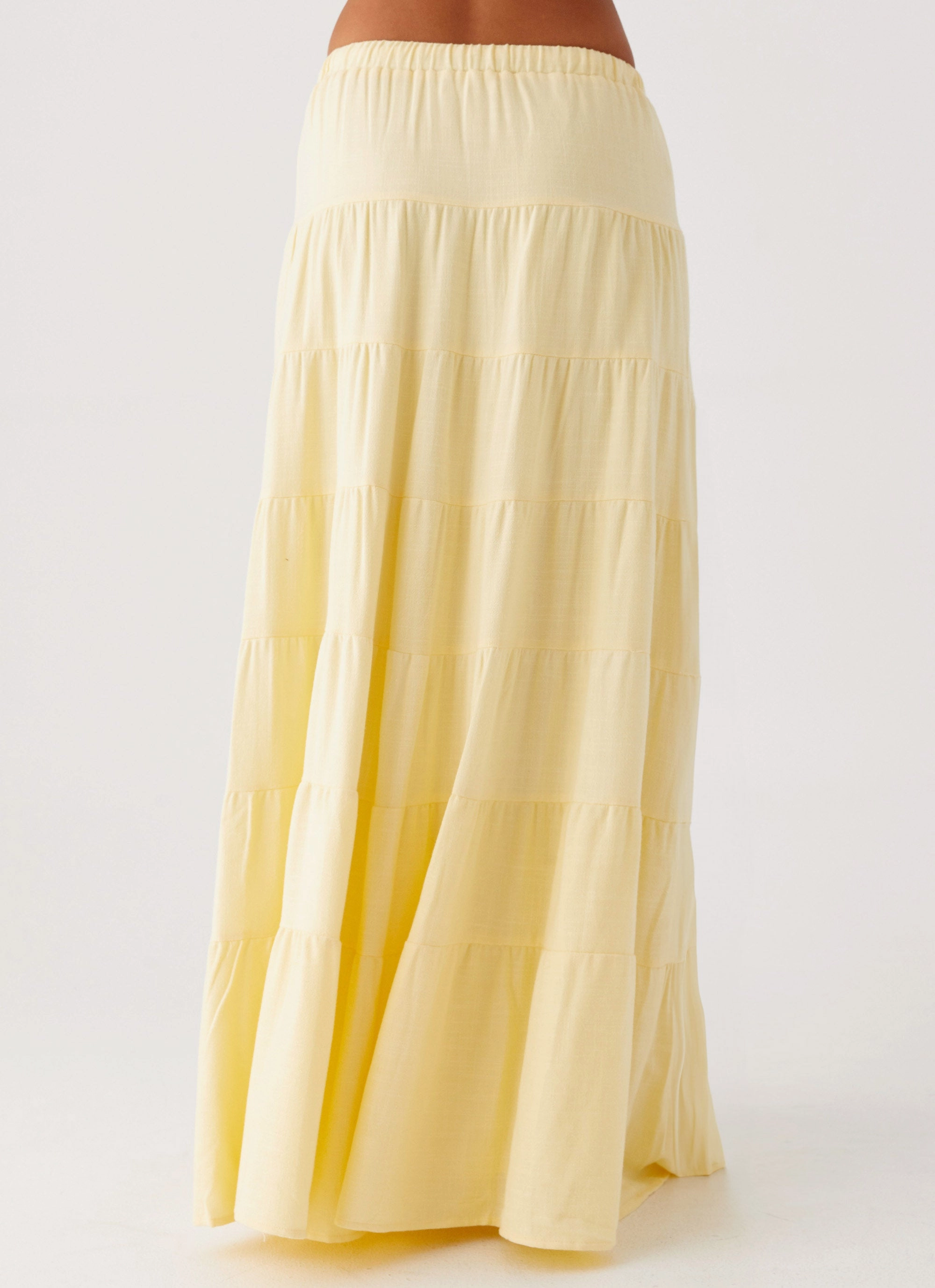 Mariella Linen Maxi Skirt - Yellow Non Abrasive Zipper Summer Adventure