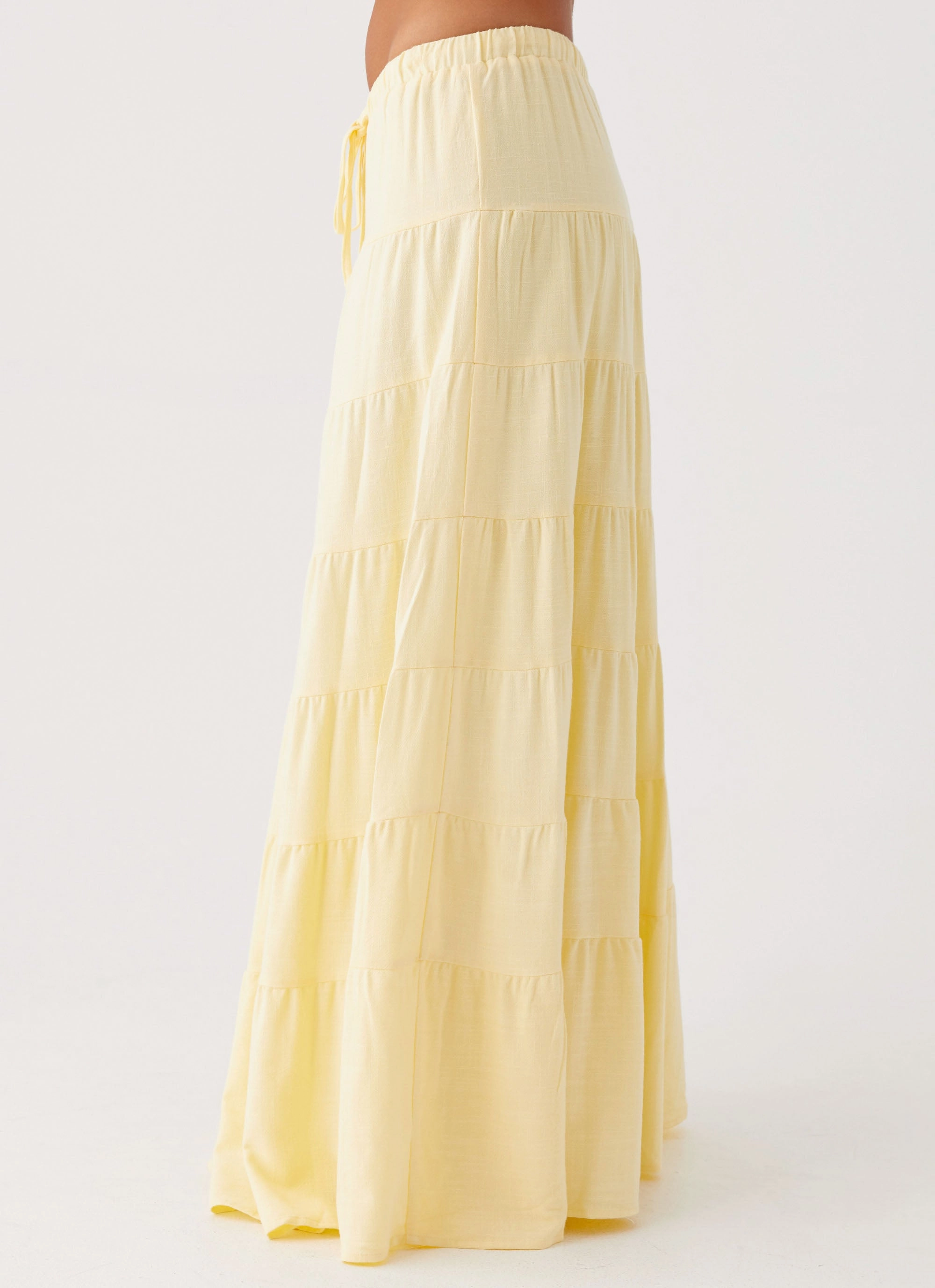 Circular Knit Technology Mariella Linen Maxi Skirt - Yellow