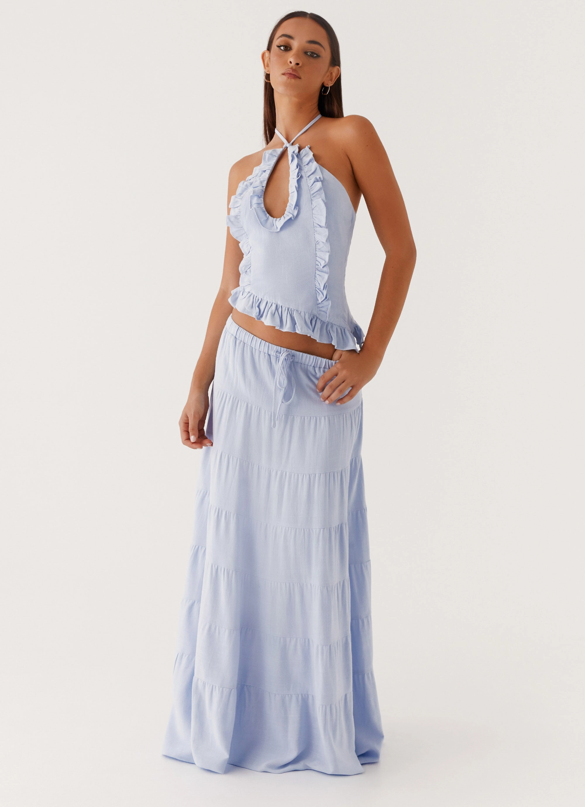 Mariella Linen Top - Blue Durable Stitching