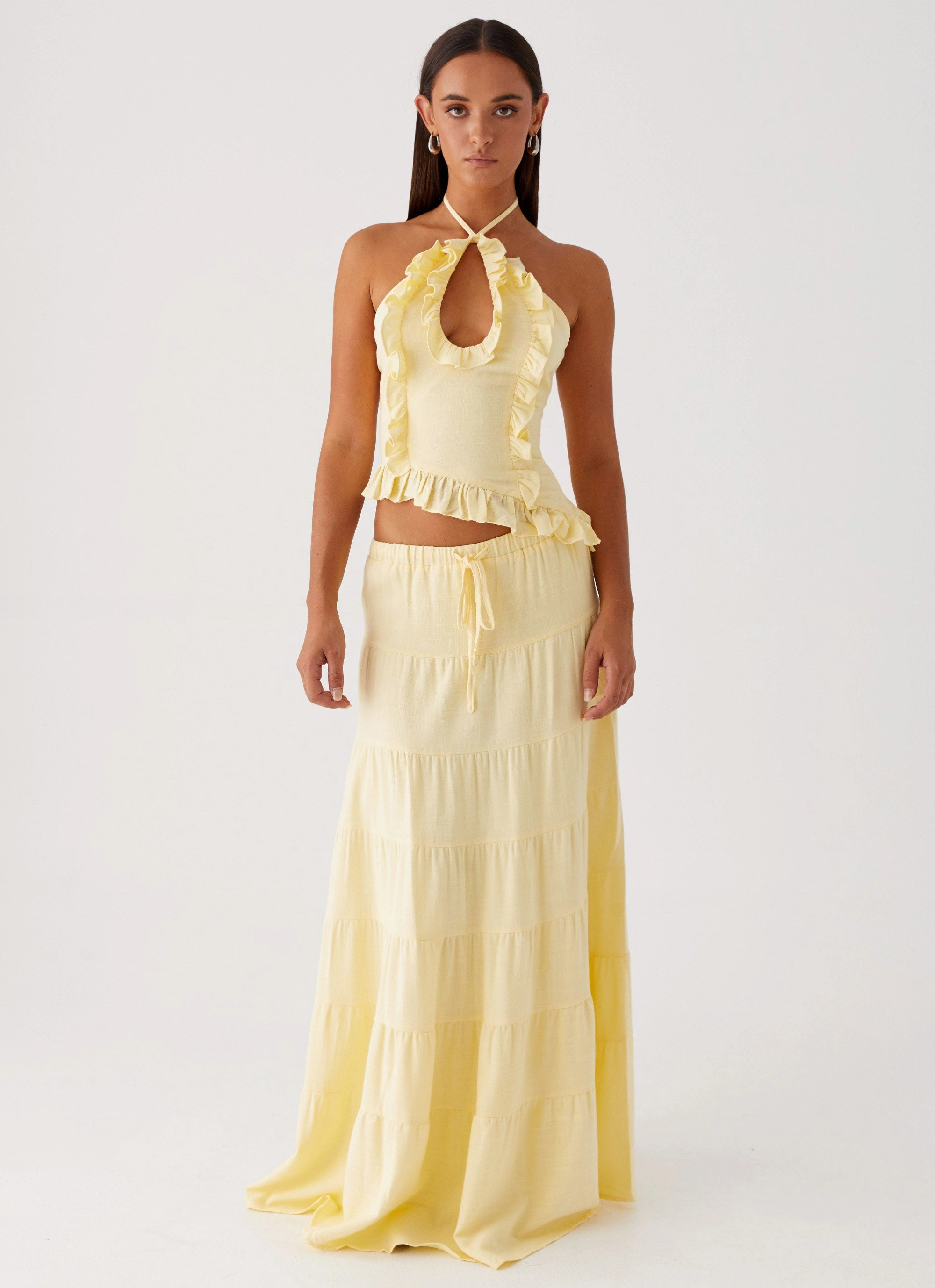 Mariella Linen Top - Yellow pack light