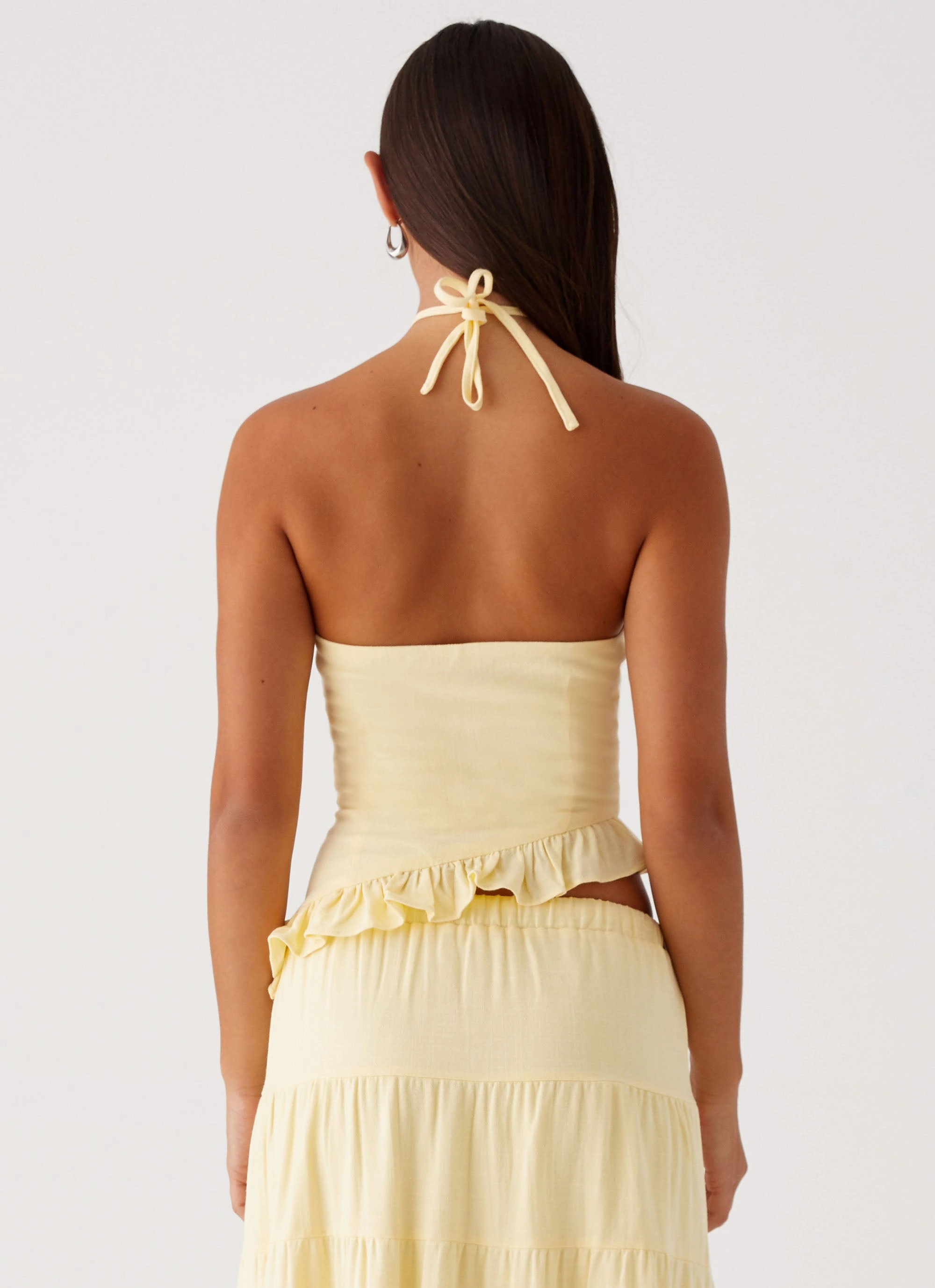 Mariella Linen Top - Yellow Flexible Neck Opening