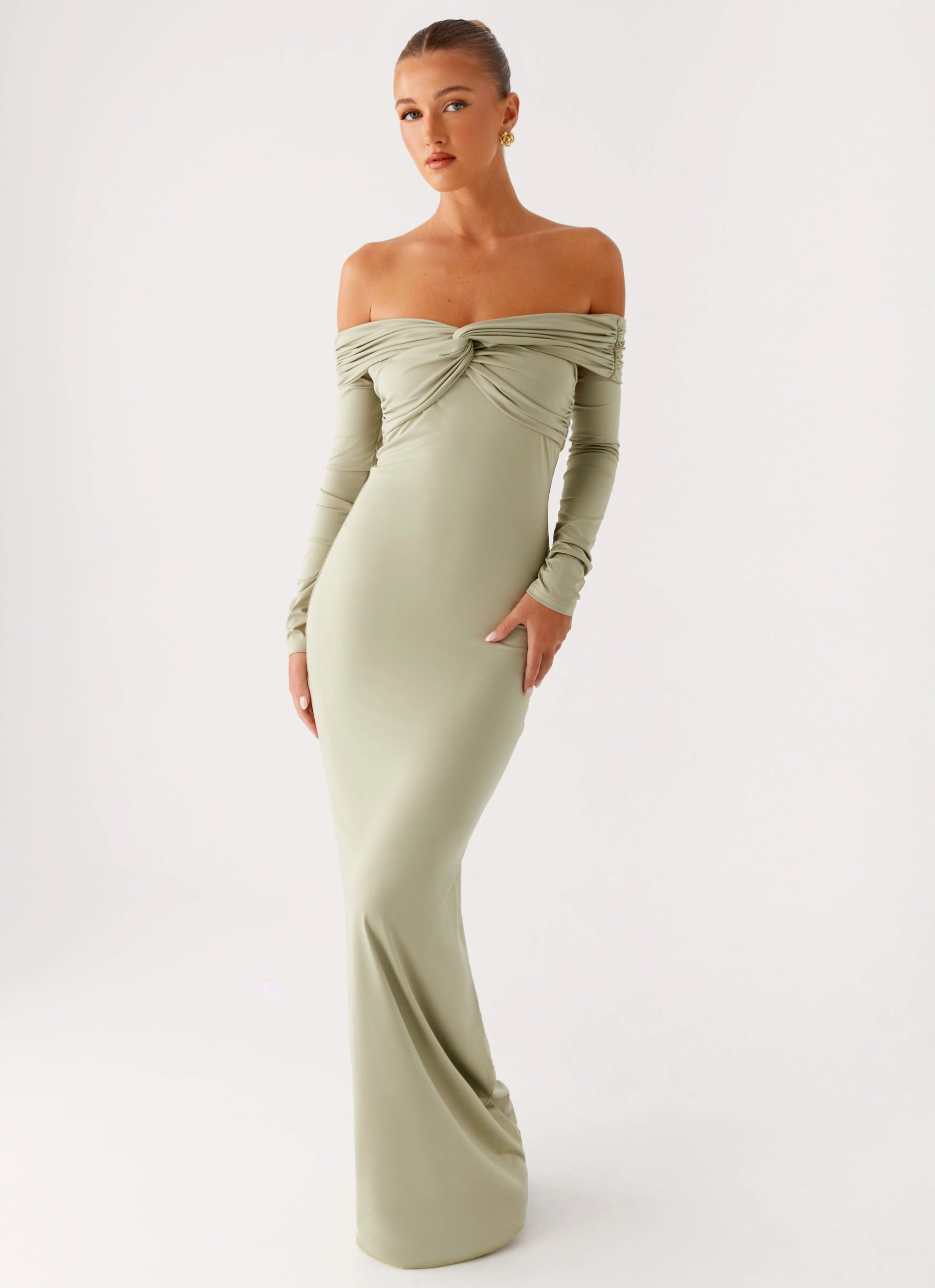 Marla Long Sleeve Maxi Dress - Sage Chilly Weather Coat