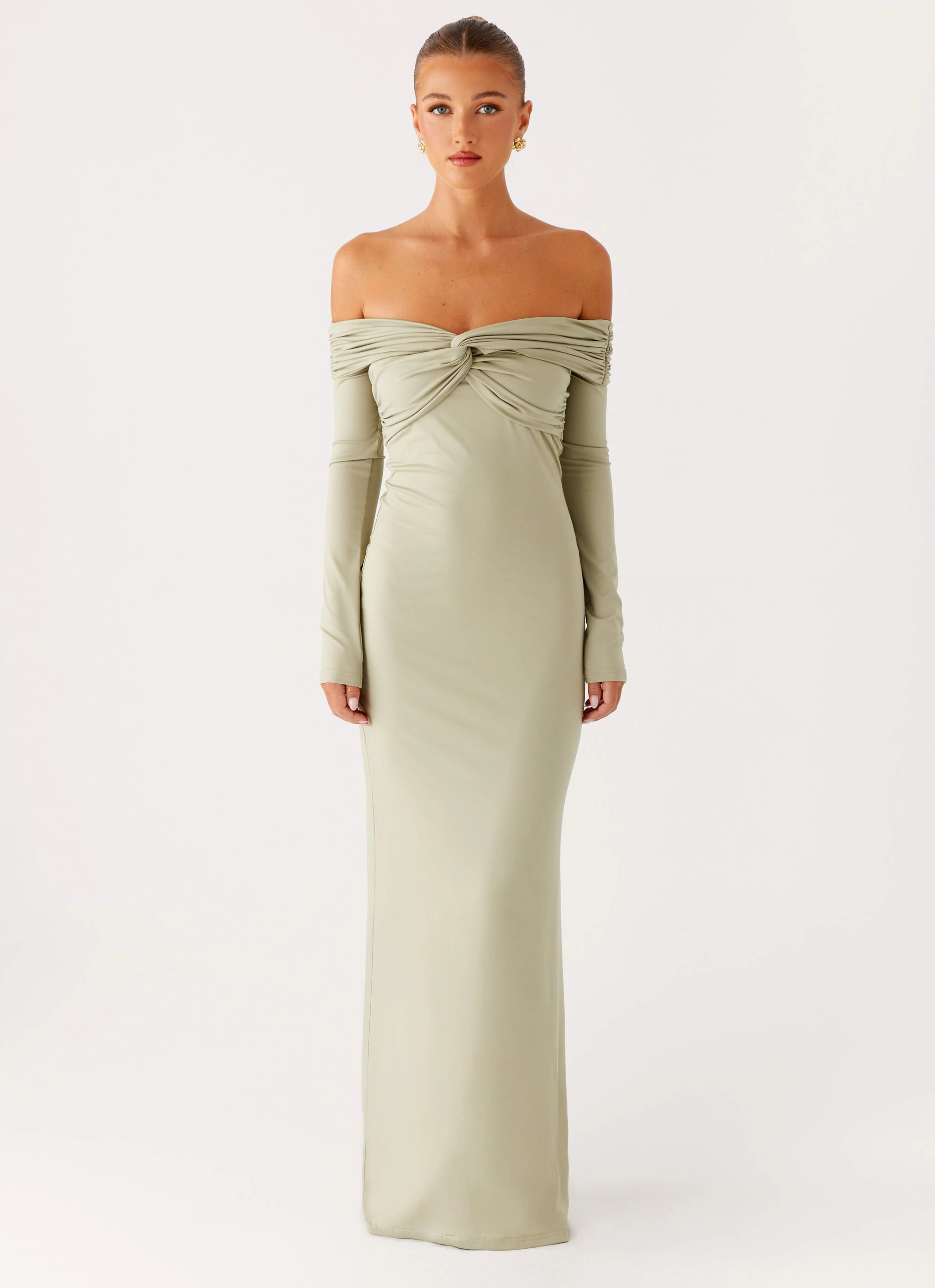 City Layering Marla Long Sleeve Maxi Dress - Sage