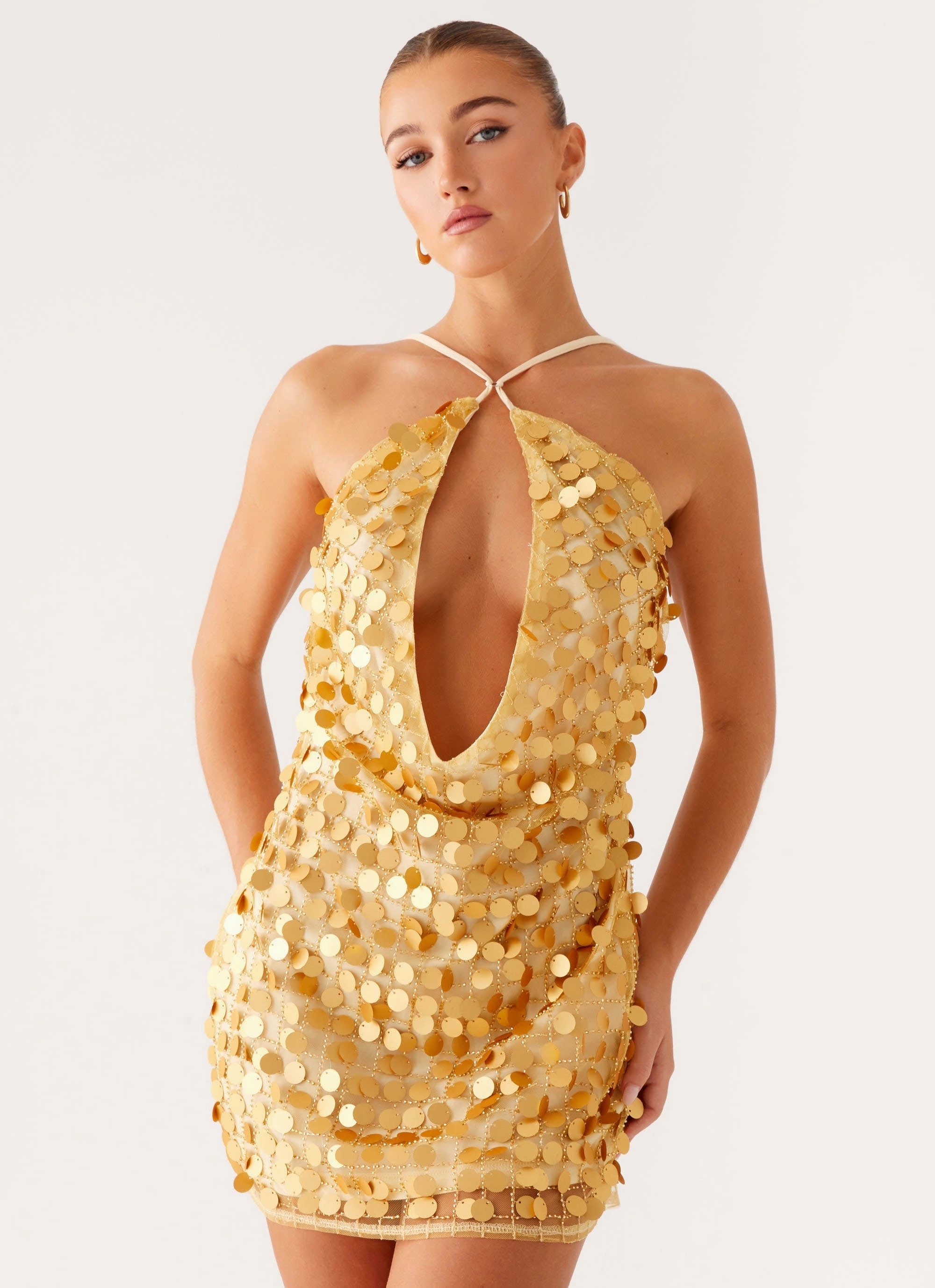 Xander Sequin Mini Dress - Gold Evening Event