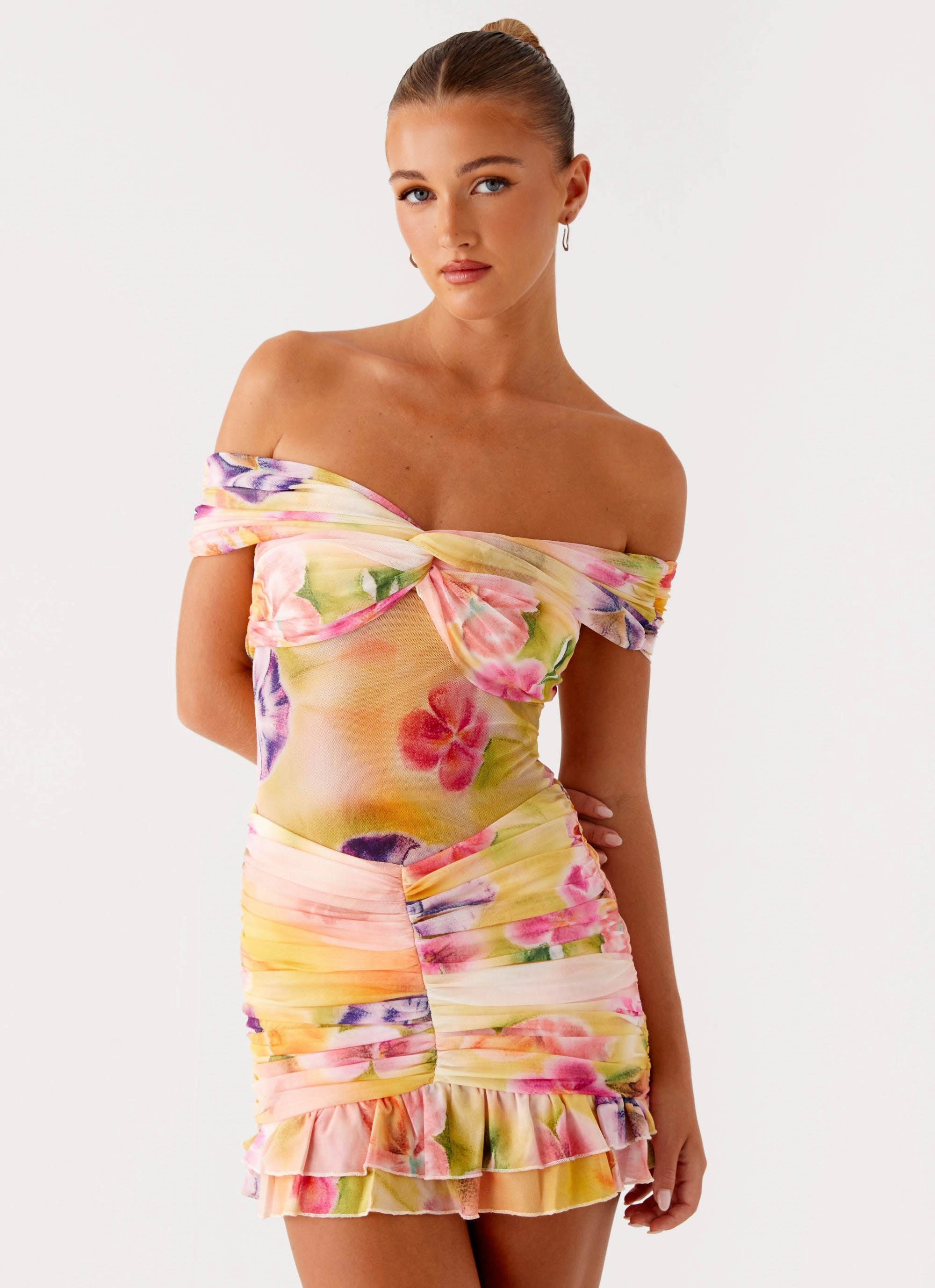 Tiered Skirt Frances Mini Dress - Sunburst Floral