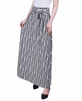 Work Comfort Maxi Skirt With Sash Waist Tie