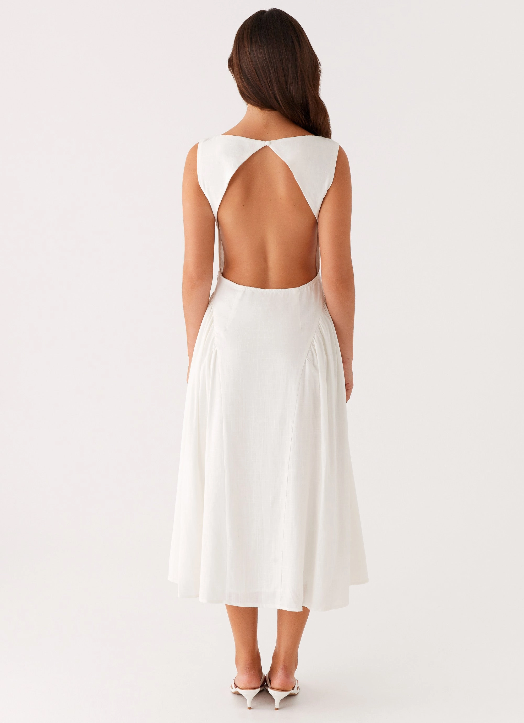Maylah Midi Dress - White Short Length