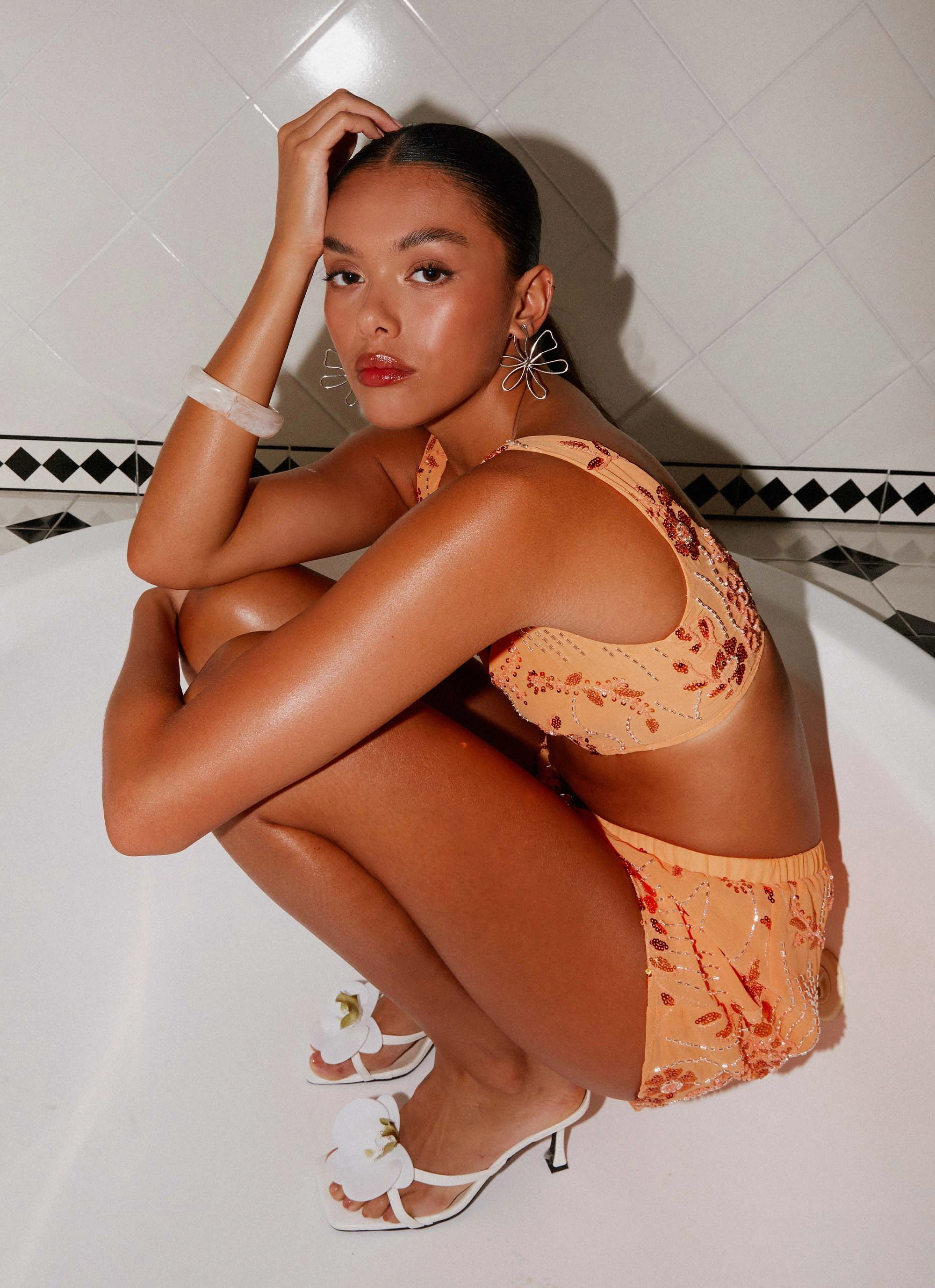 Mercer Sequin Bralette - Orange Temperature Control Technology FrictionResistant Trim