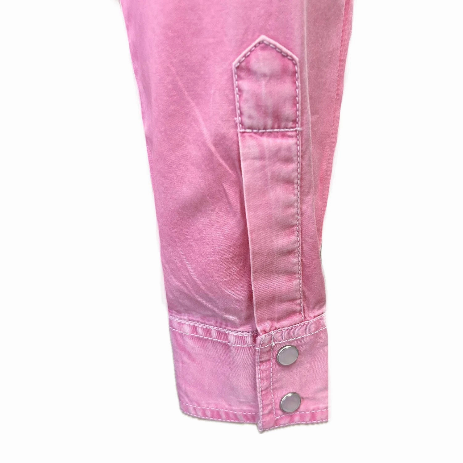 Rockmount Womens Denim Floral Embroidered Pink 100% Cotton L/S Shirt Stretch Fit Technology