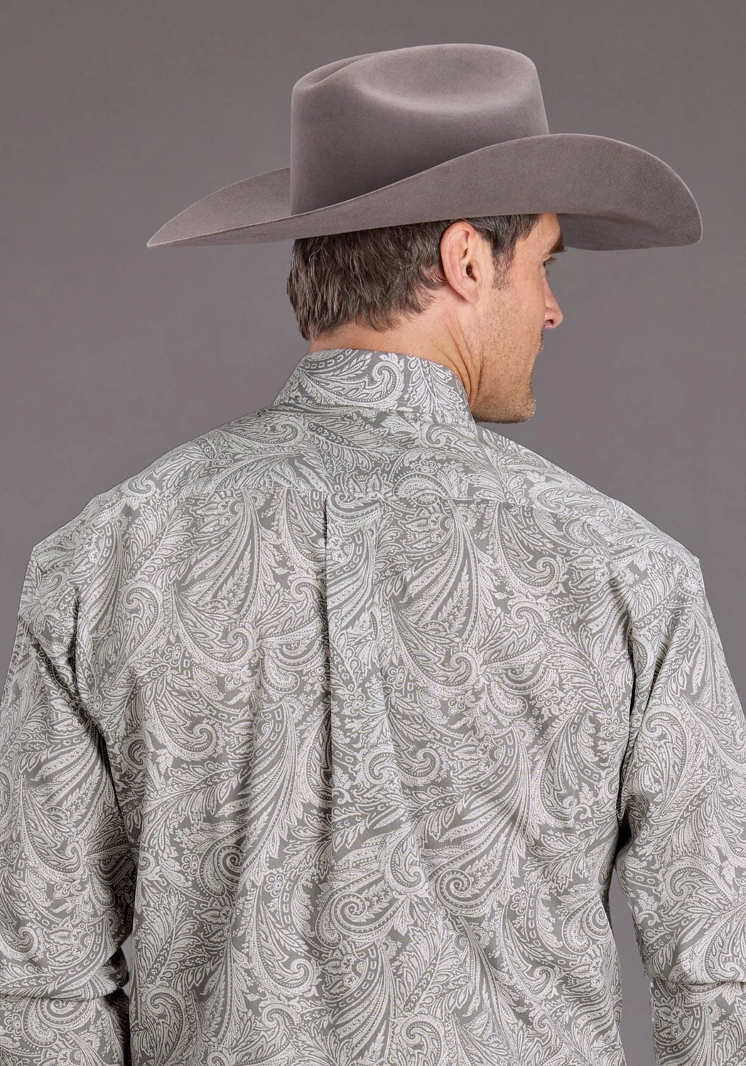 Stetson Mens 2394 Paisley Smoke Grey 100% Cotton 1 Pkt L/S Shirt Unmatched comfort
