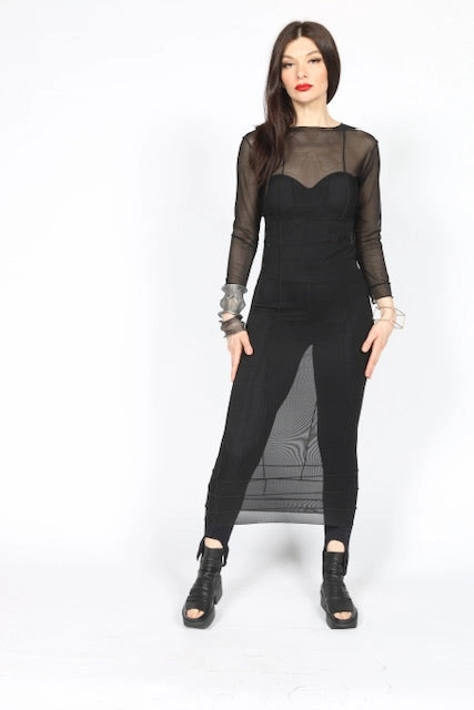 Gentle Texture Mesh Layring Dress