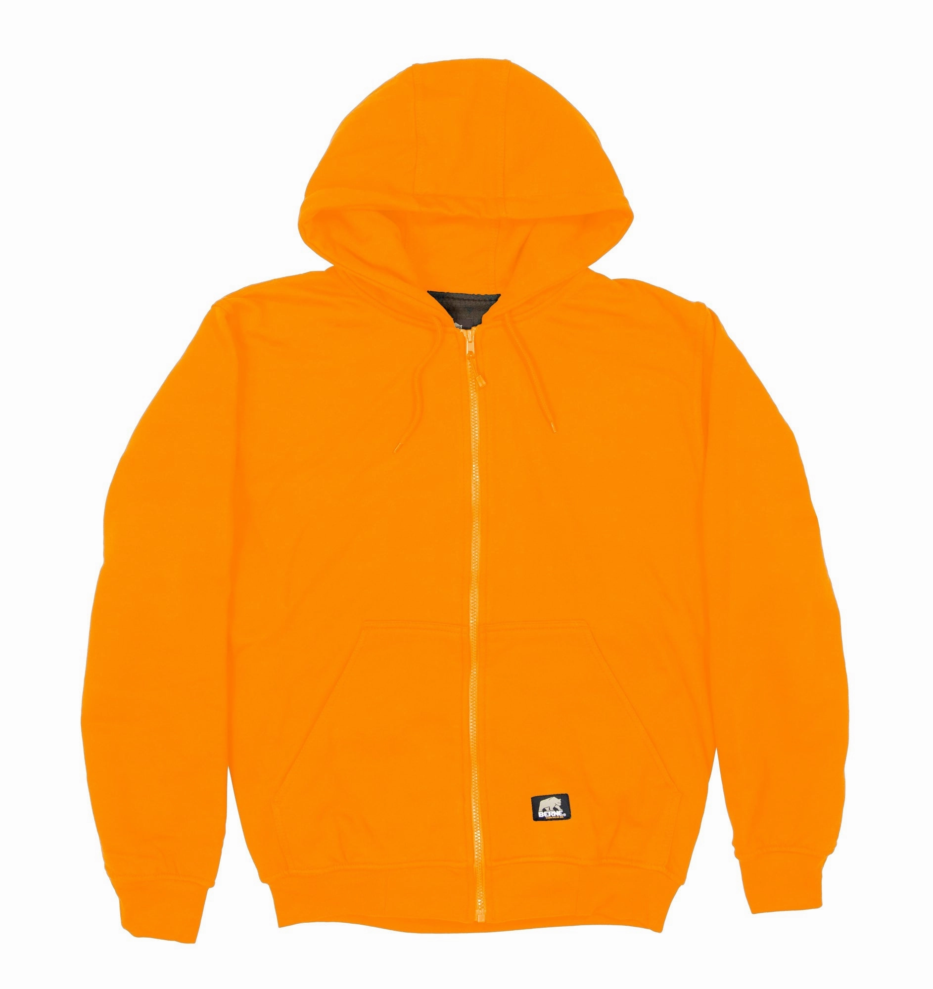 Berne Mens Orange Fleece Hooded Sweatshirt Twill Weave