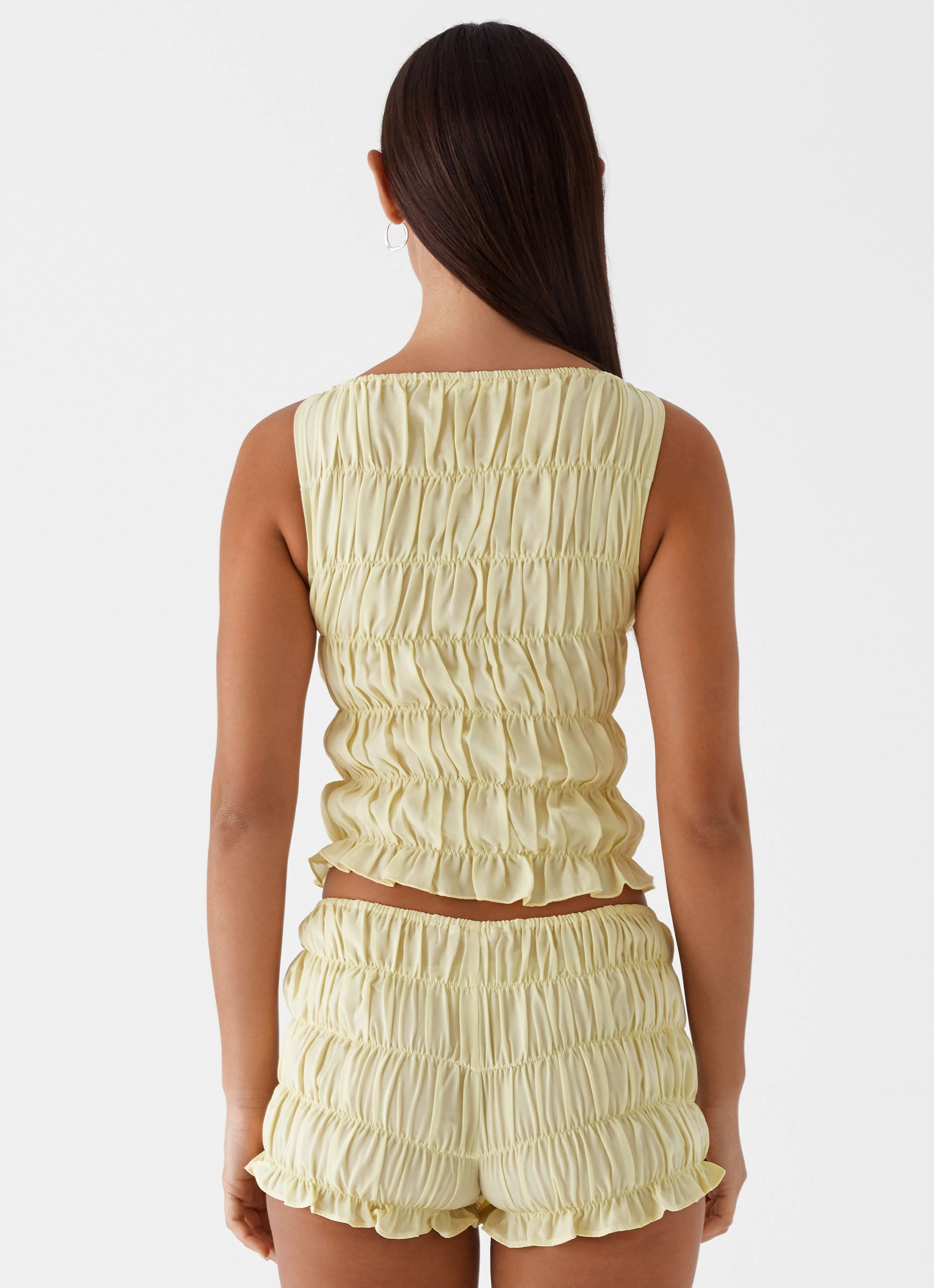 Ozone Resistant Fibers Messina Ruched Tank Top - Yellow