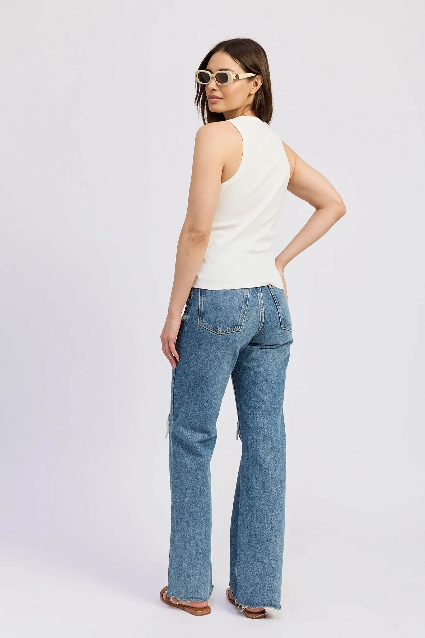 Mia Graphic Tank Top FullCut Shoulder Trendy Cardigan