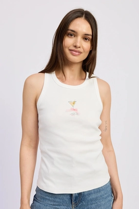 Mia Graphic Tank Top Contoured Side Panels