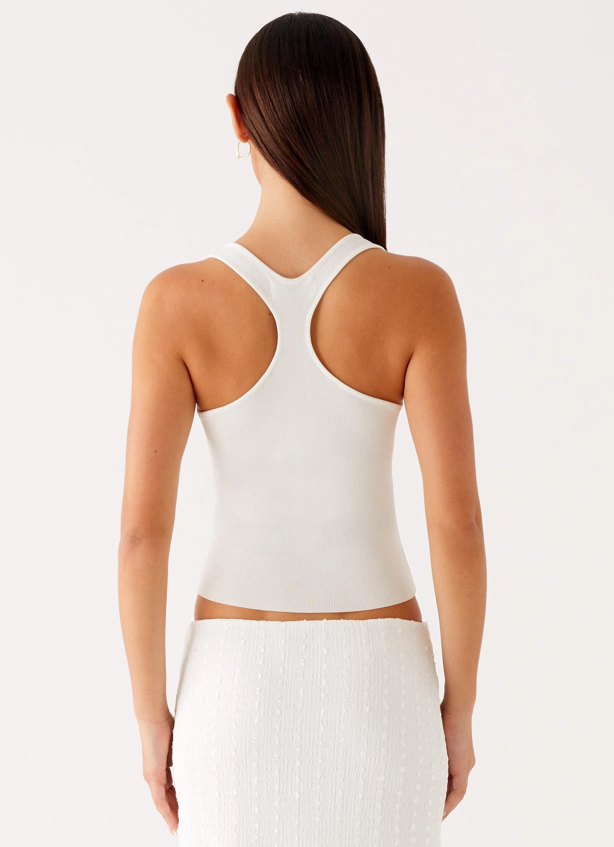 Johanna Knit Top - White Seamless Construction Design