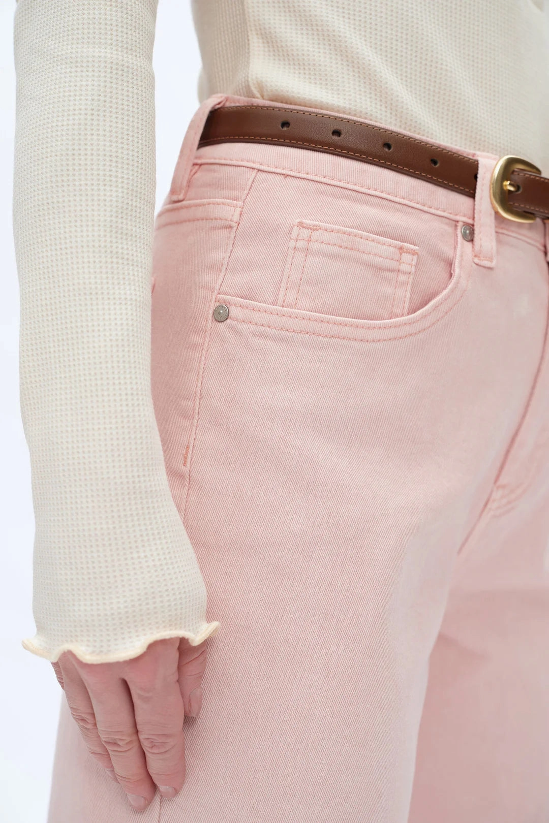Mid Rise Barrel Jeans - Pearl Pink ReinforcedStitching