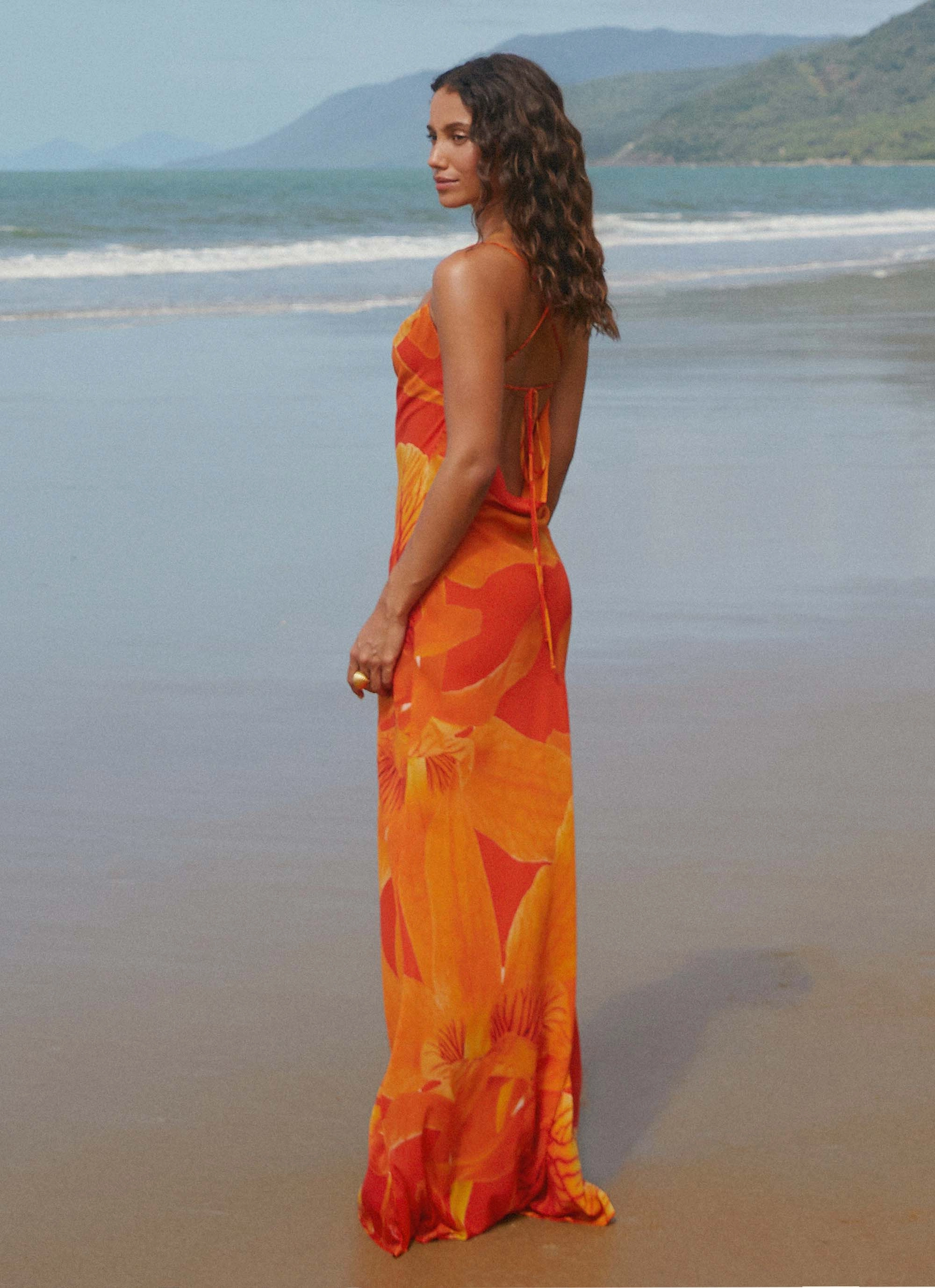 Midafternoon Maxi Dress - Serene Orange Teddy Coat Transitional Wear