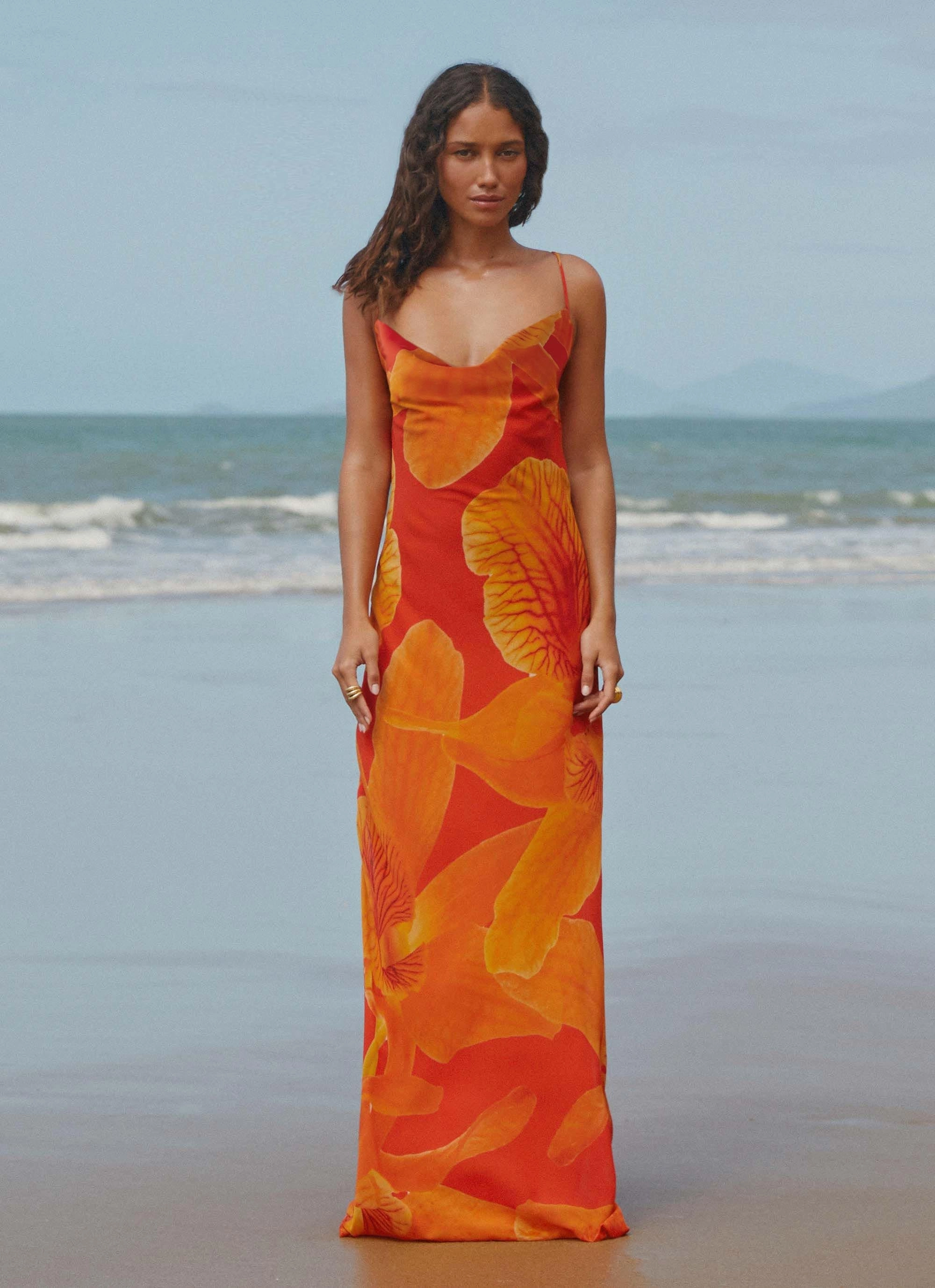 High Fashion Coat Midafternoon Maxi Dress - Serene Orange