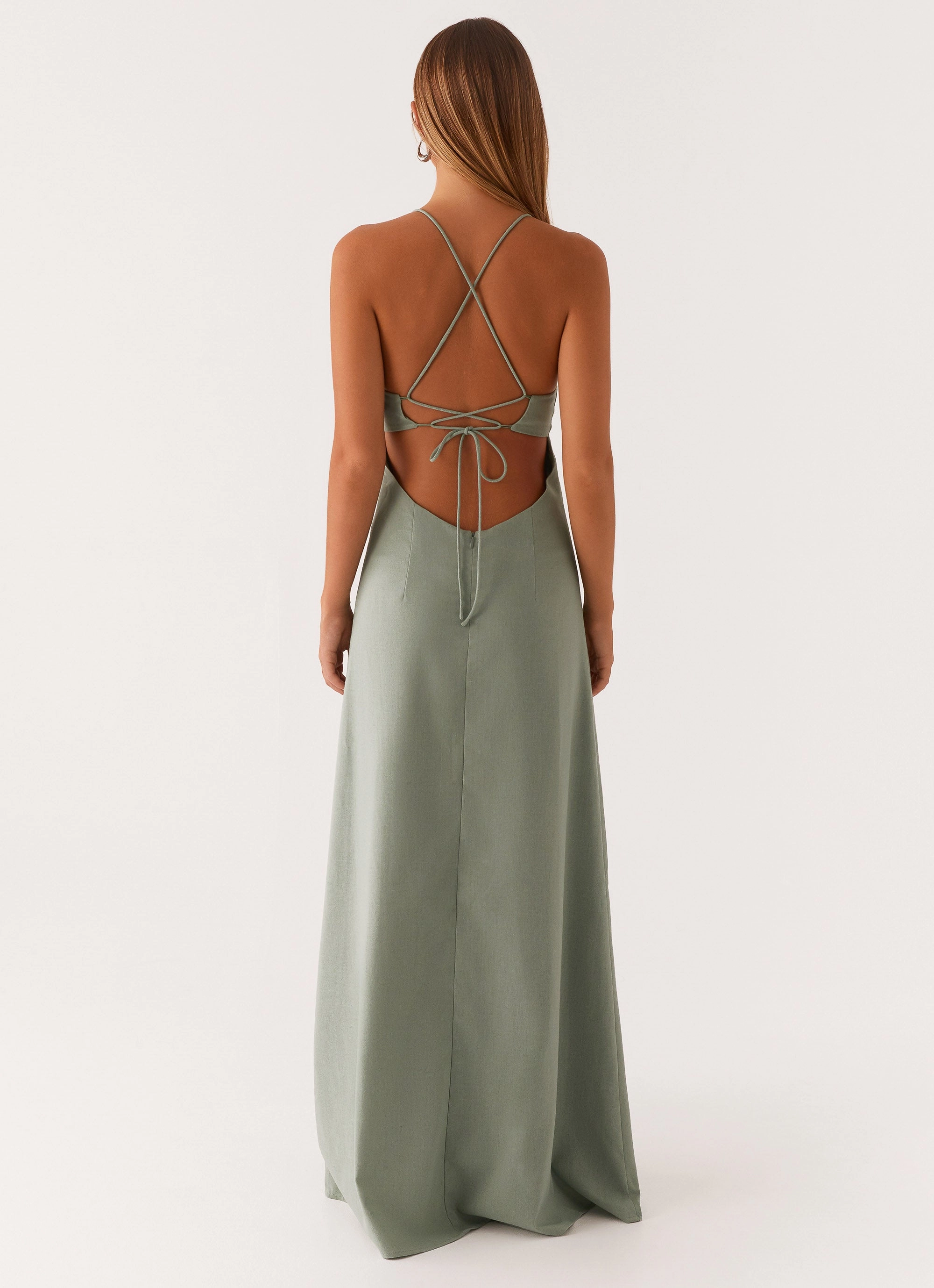 Middle Ground Linen Maxi Dress - Sage Perfect Style Bright Mood