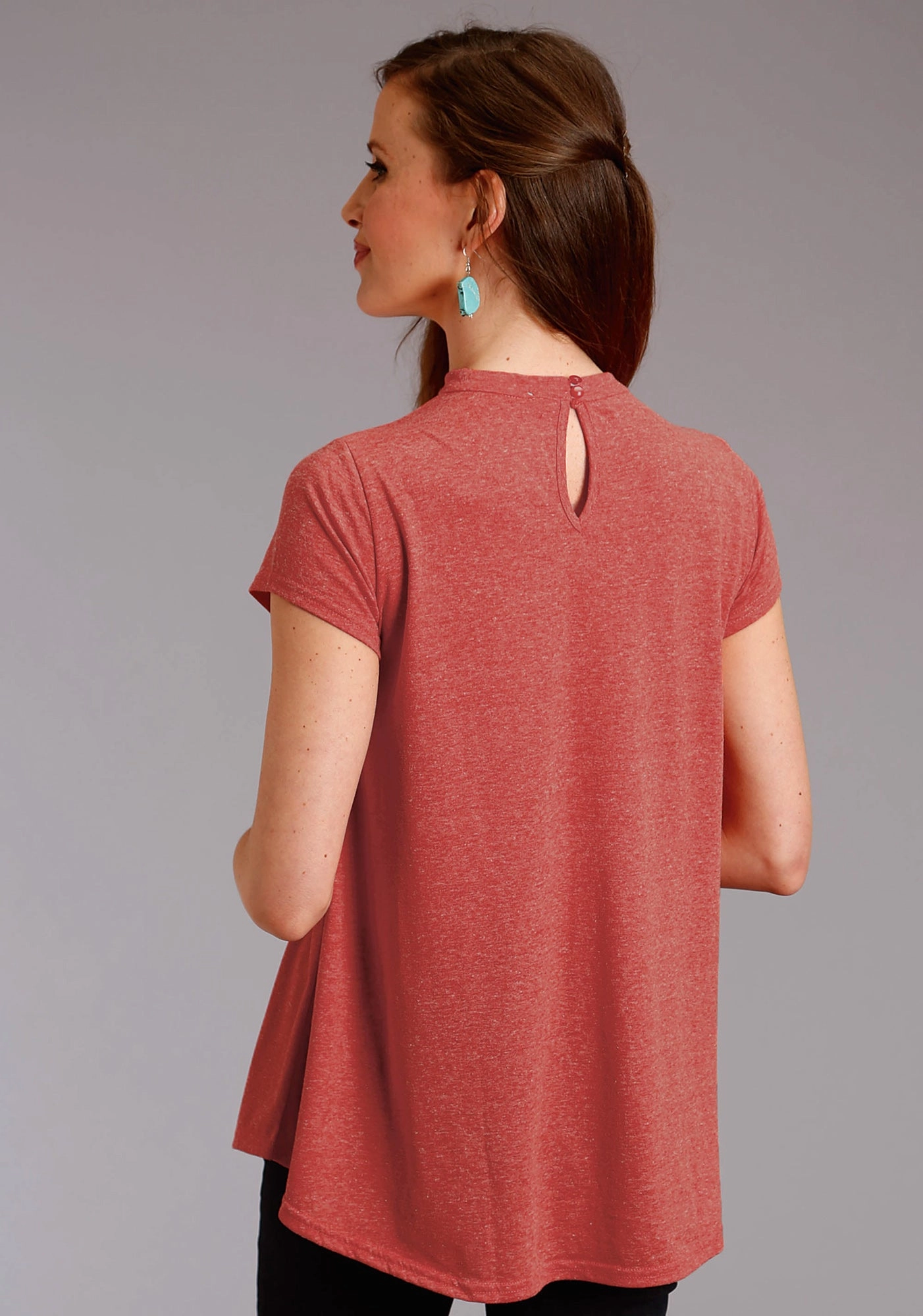 Roper Womens Red Poly/Cotton Taos Sunrise S/S T-Shirt Fade Resistant Formula