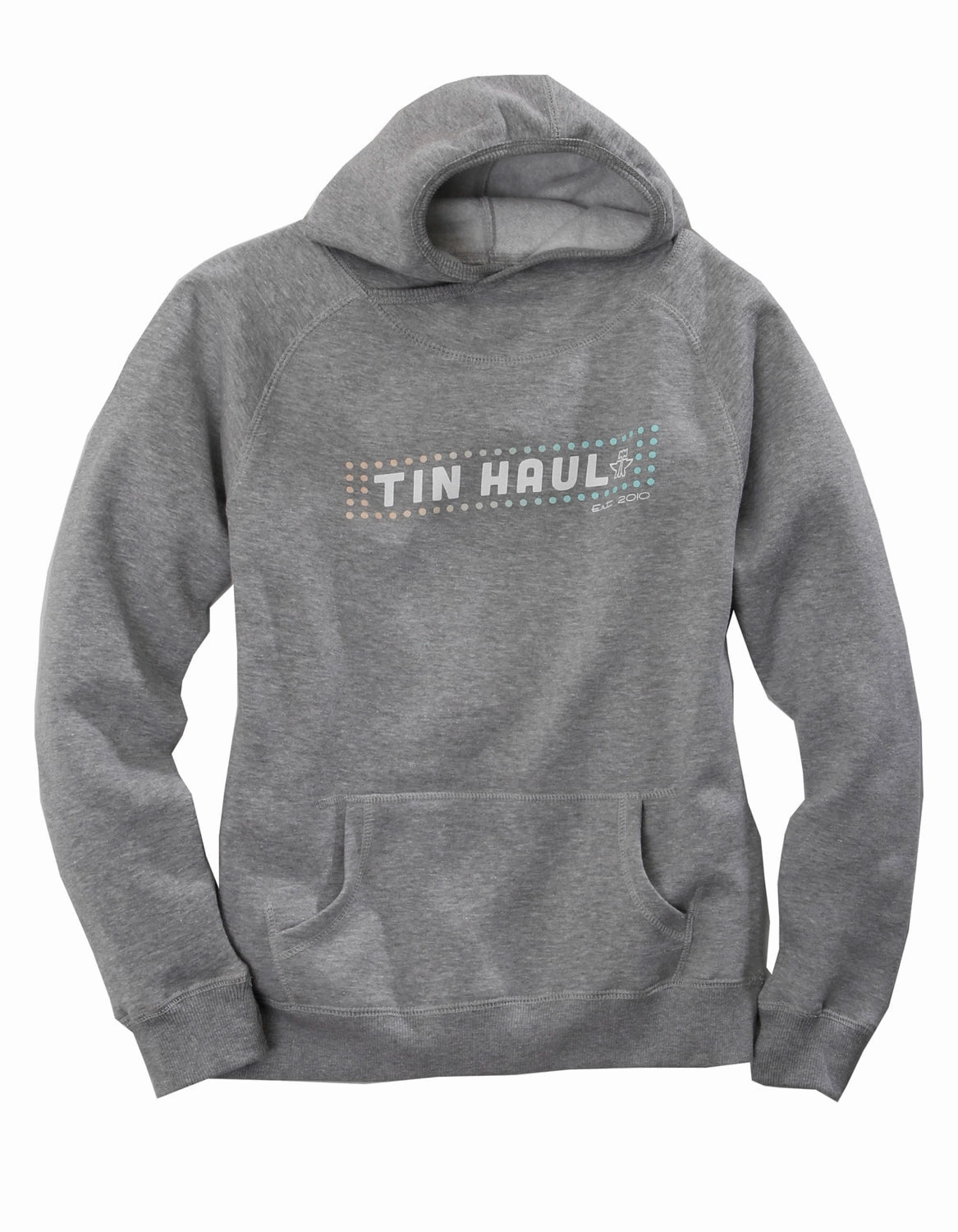 Tin Haul Womens Grey Cotton Blend Logo in Lights Hoodie Fade Resistant Exterior