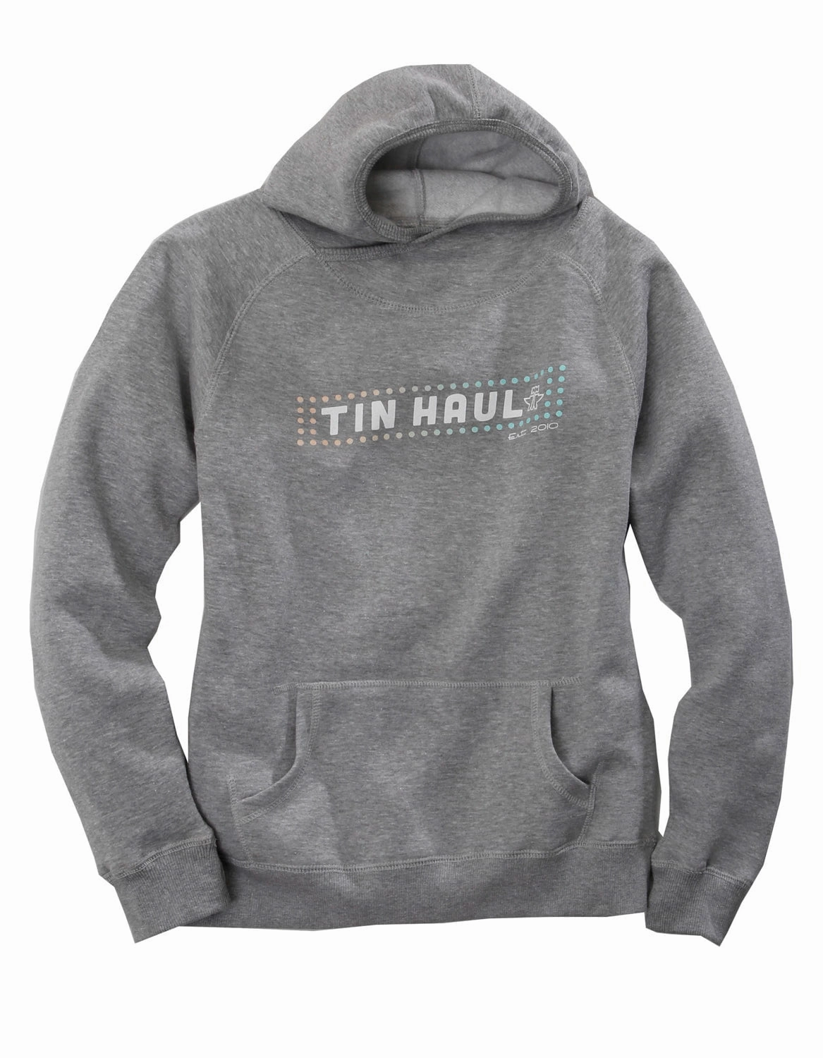 Tin Haul Womens Grey Cotton Blend Logo in Lights Hoodie Cozy Piece Winter Knitwear