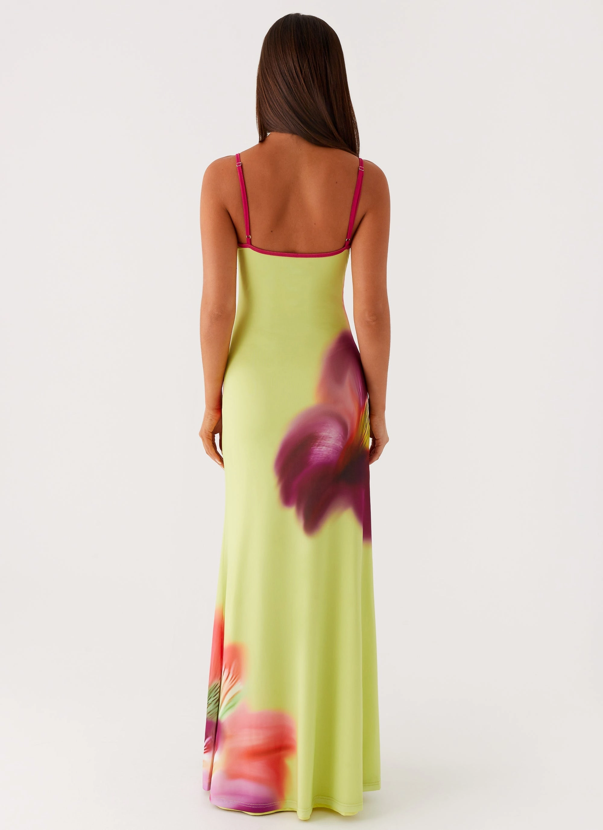 Fold-Over-Detail Clean Structure Everett Maxi Dress - Green Tropical