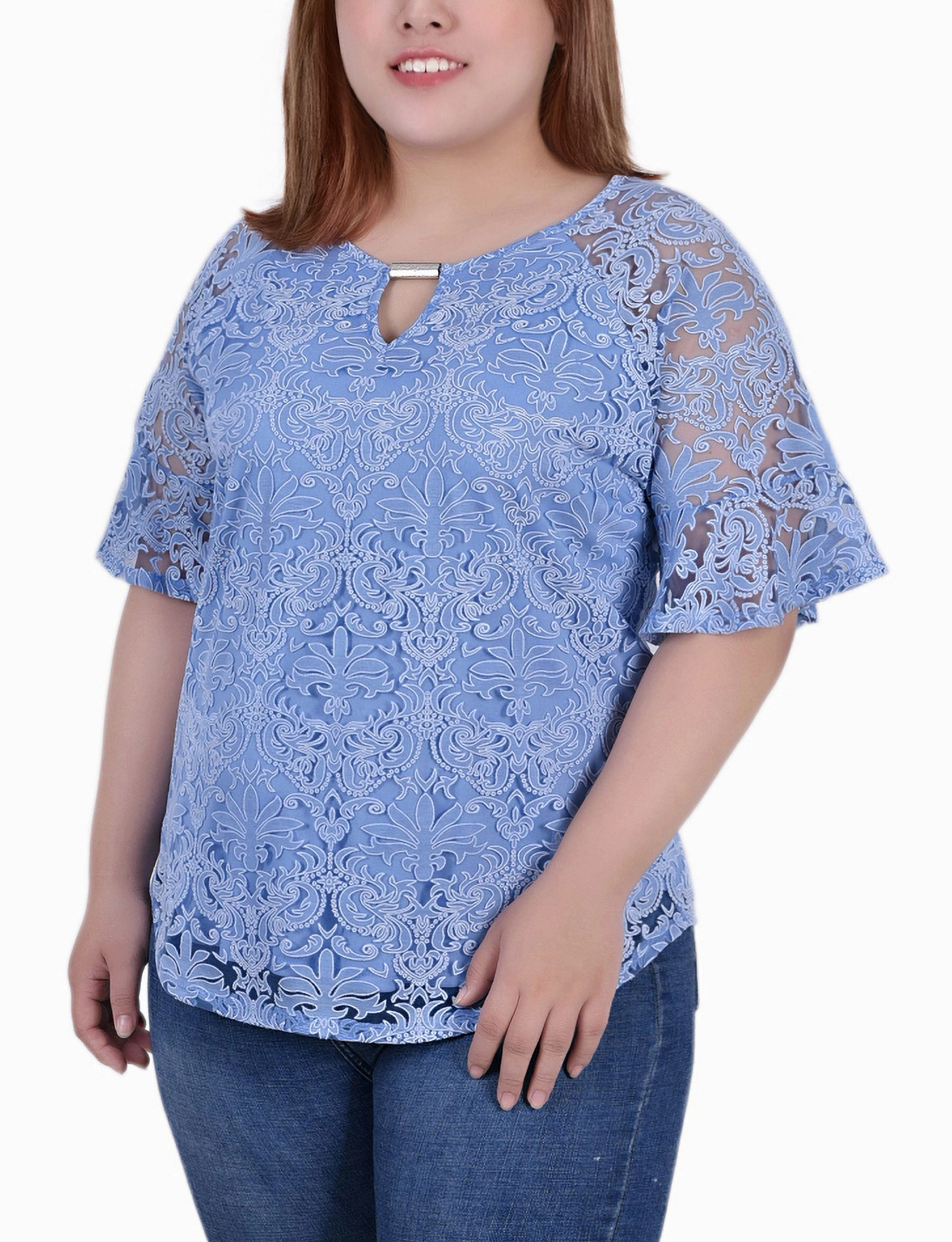 Plus Size Short Bell Sleeve Lace Blouse ZeroWaste Pattern