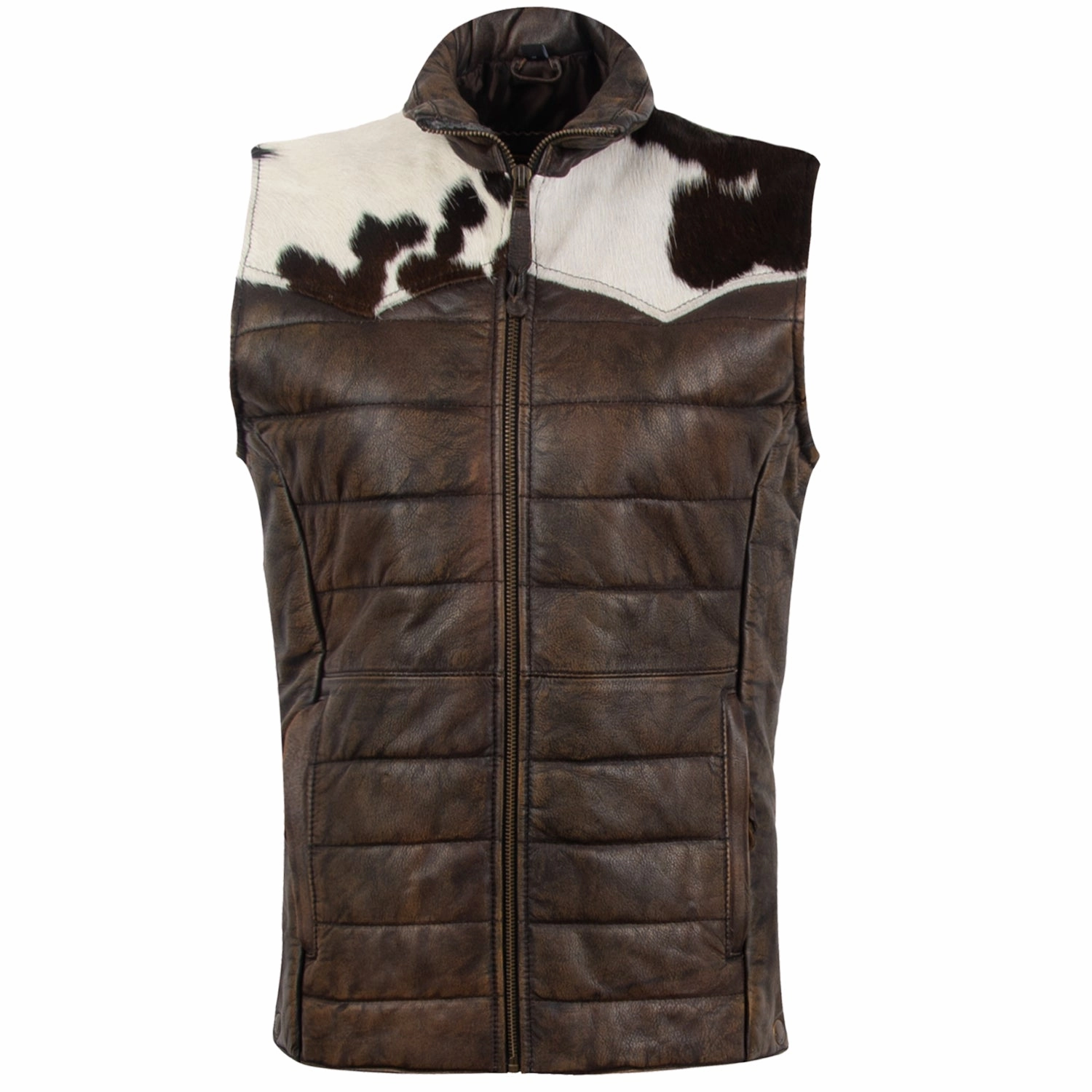 Foldable Design Weather Ready STS Ranchwear Womens Adalyn Tobacco Brown Leather Leather Vest