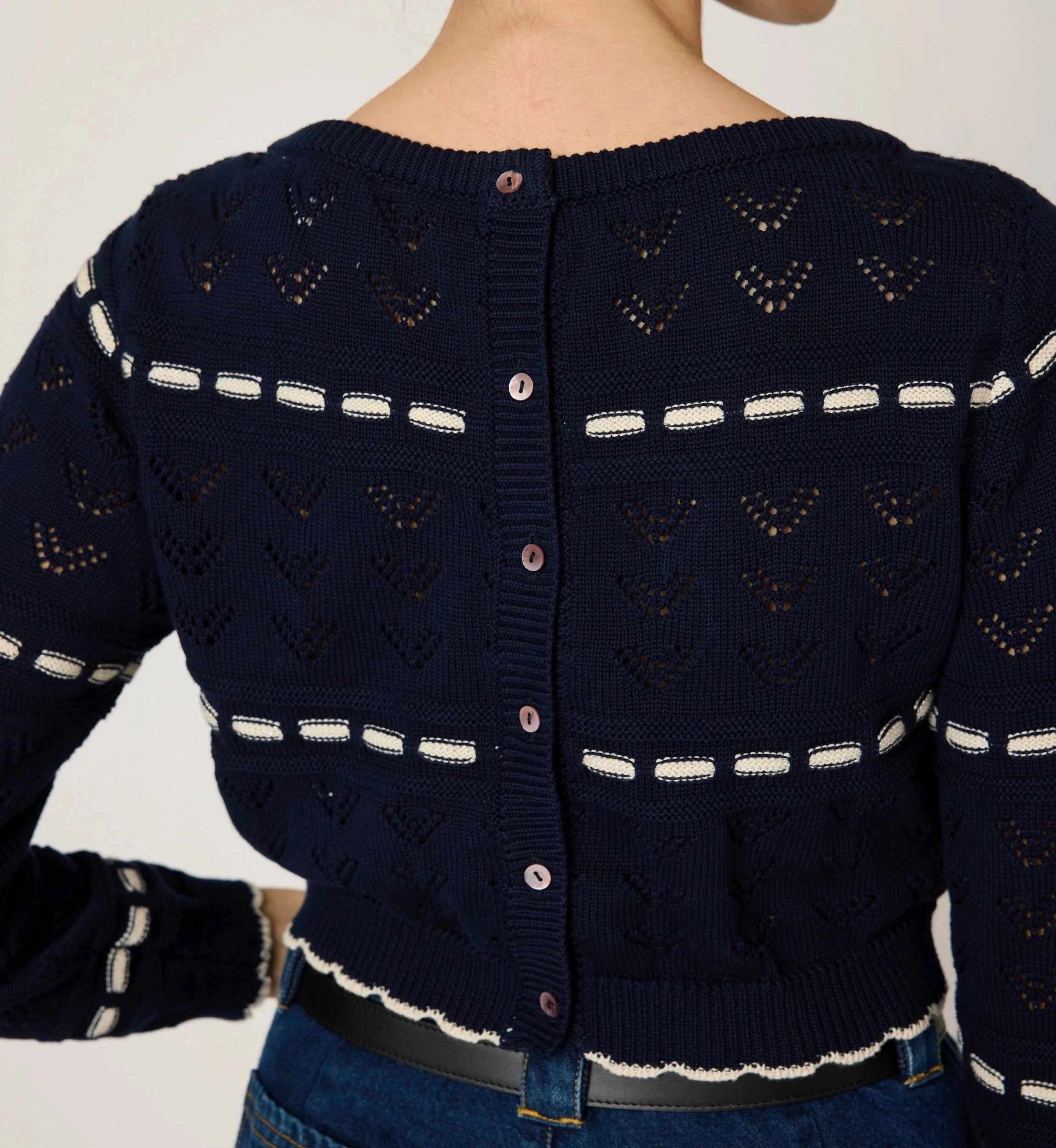 Wear Resistant Edge Estrella Sweater | Dark Blue/Ivory