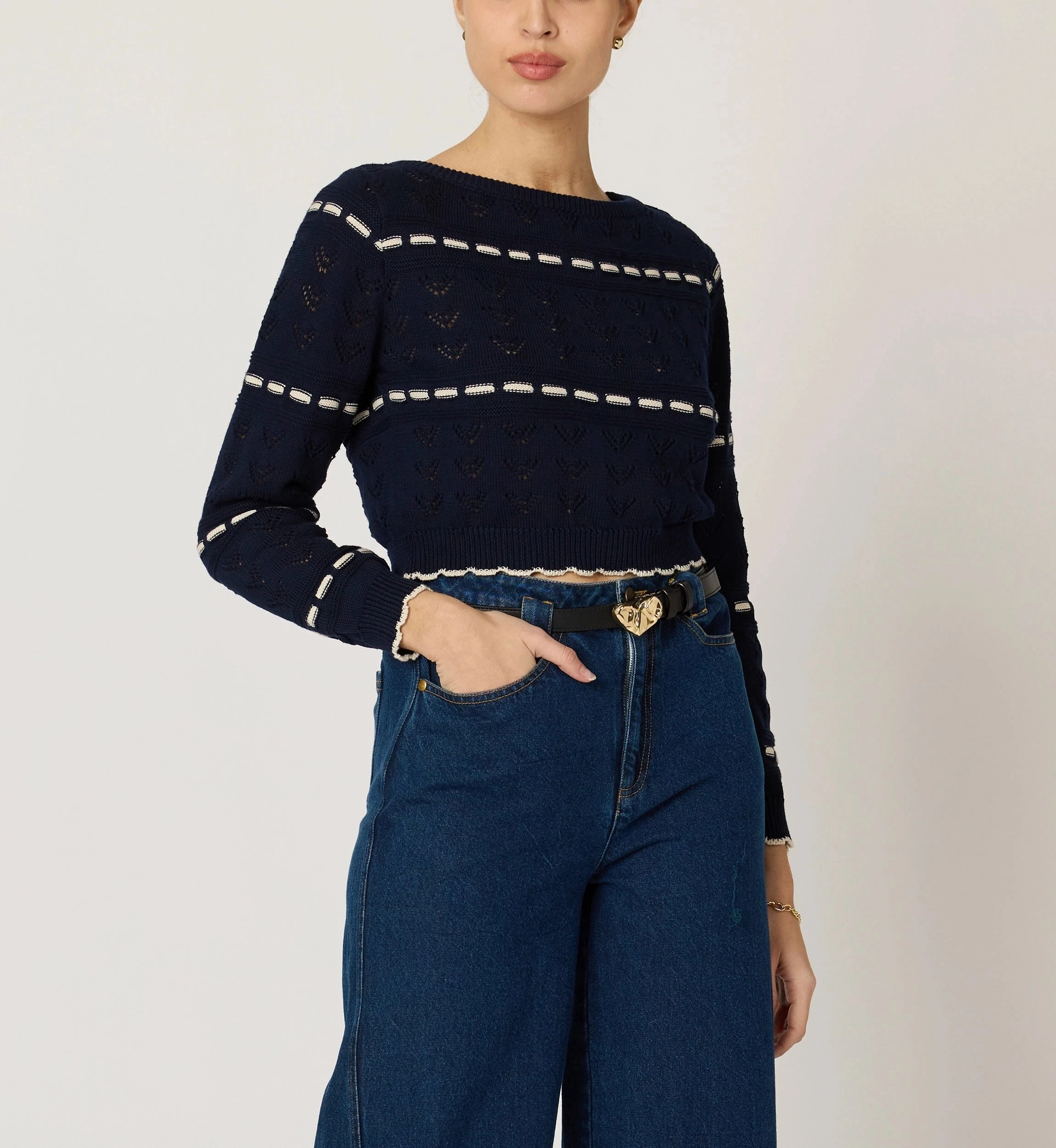 Estrella Sweater | Dark Blue/Ivory LightReflectiveTrim HoodedVersion