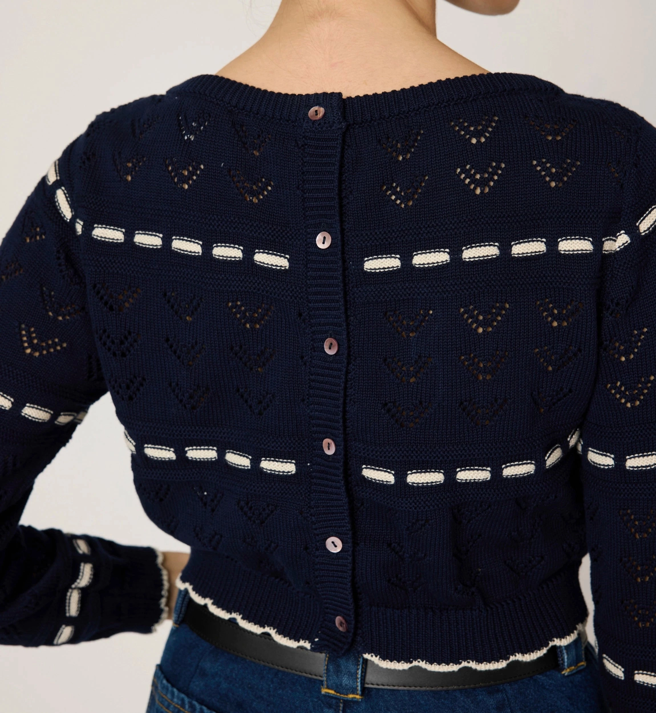 Estrella Sweater | Dark Blue/Ivory Quick Fit Casual and Soft